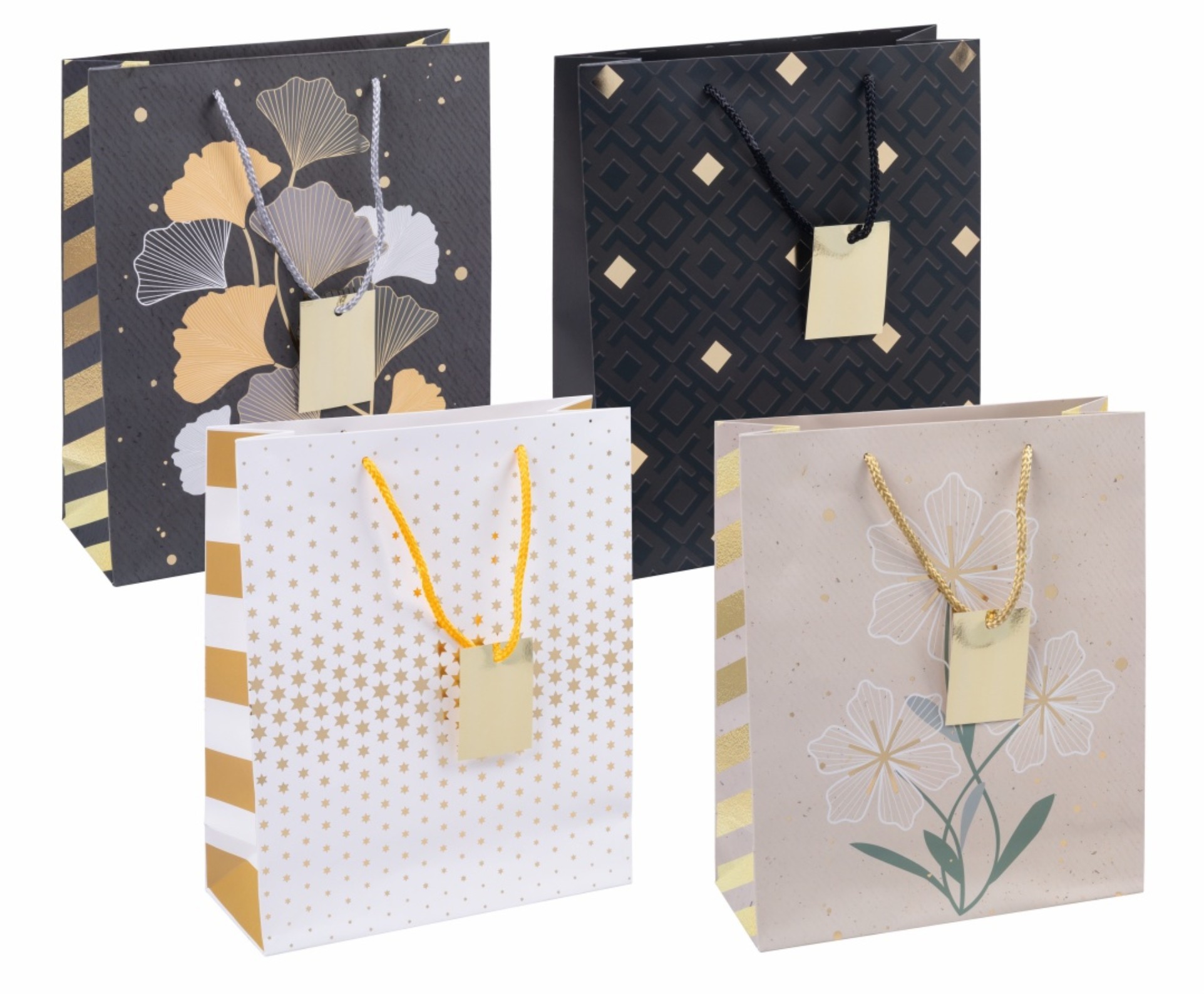 Donau Dárková taška - 25 x 30 x 10 cm, mix vzorů se zlatou, 1 ks