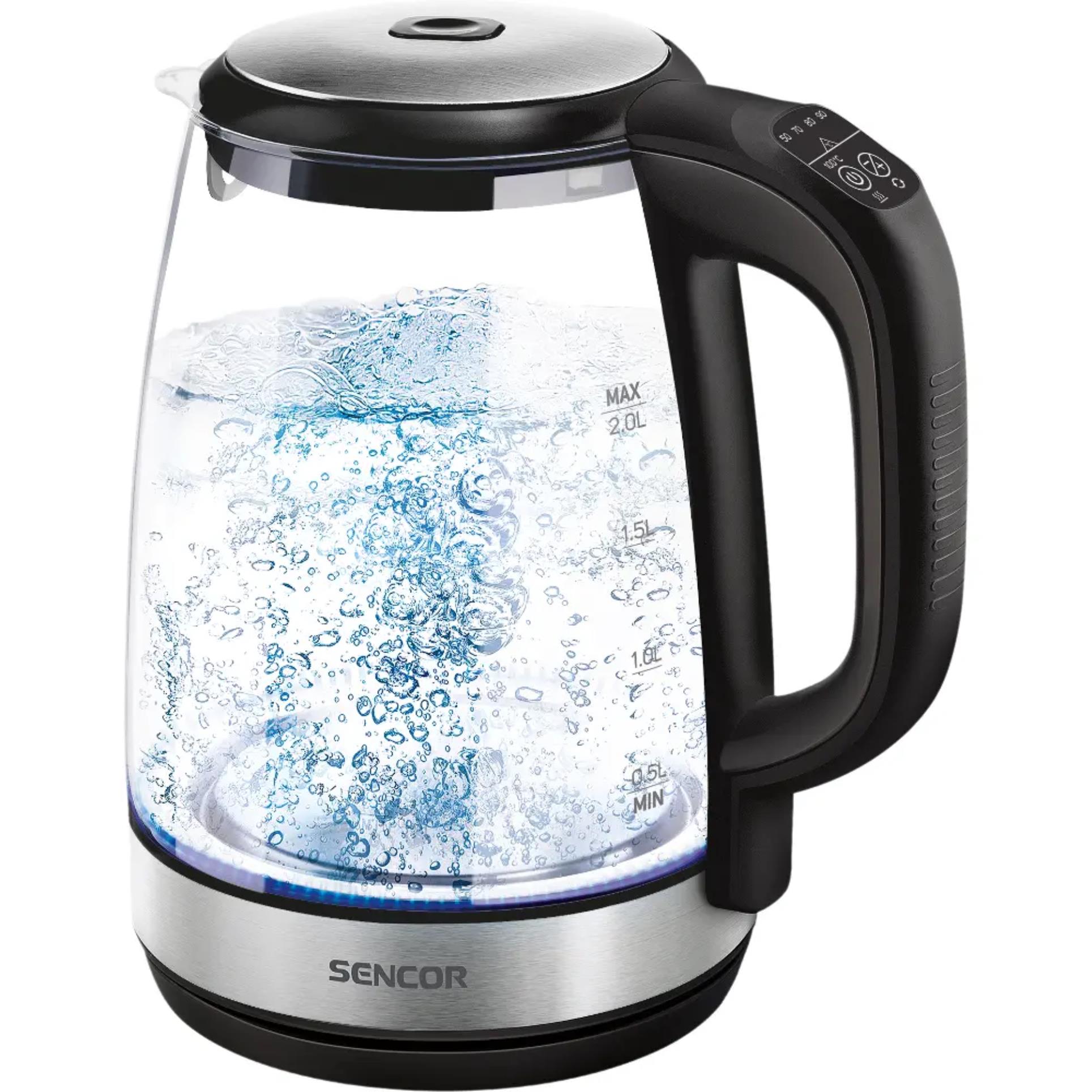 Levně Rychlovarná konvice Sencor SWK 2090BK - příkon 2200W, objem 2,0l, sklo/černá