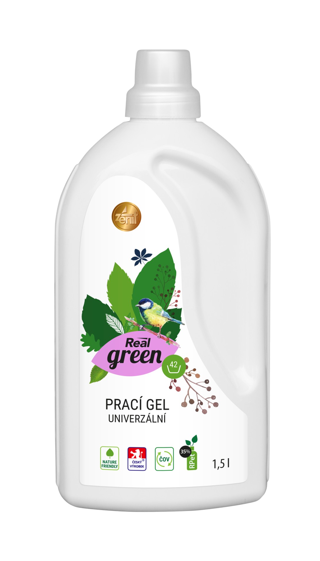 Levně Gel na praní Real Green - na bílé a barevné prádlo, 1,5kg
