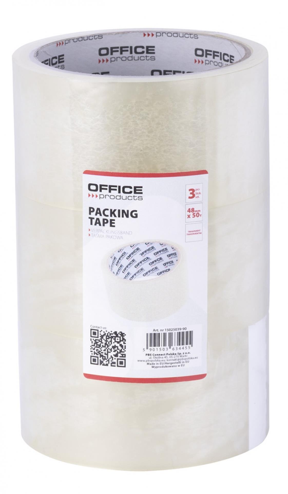 OFFICE products Balicí pásky - čiré, 48 mm x 50 m, 3 ks