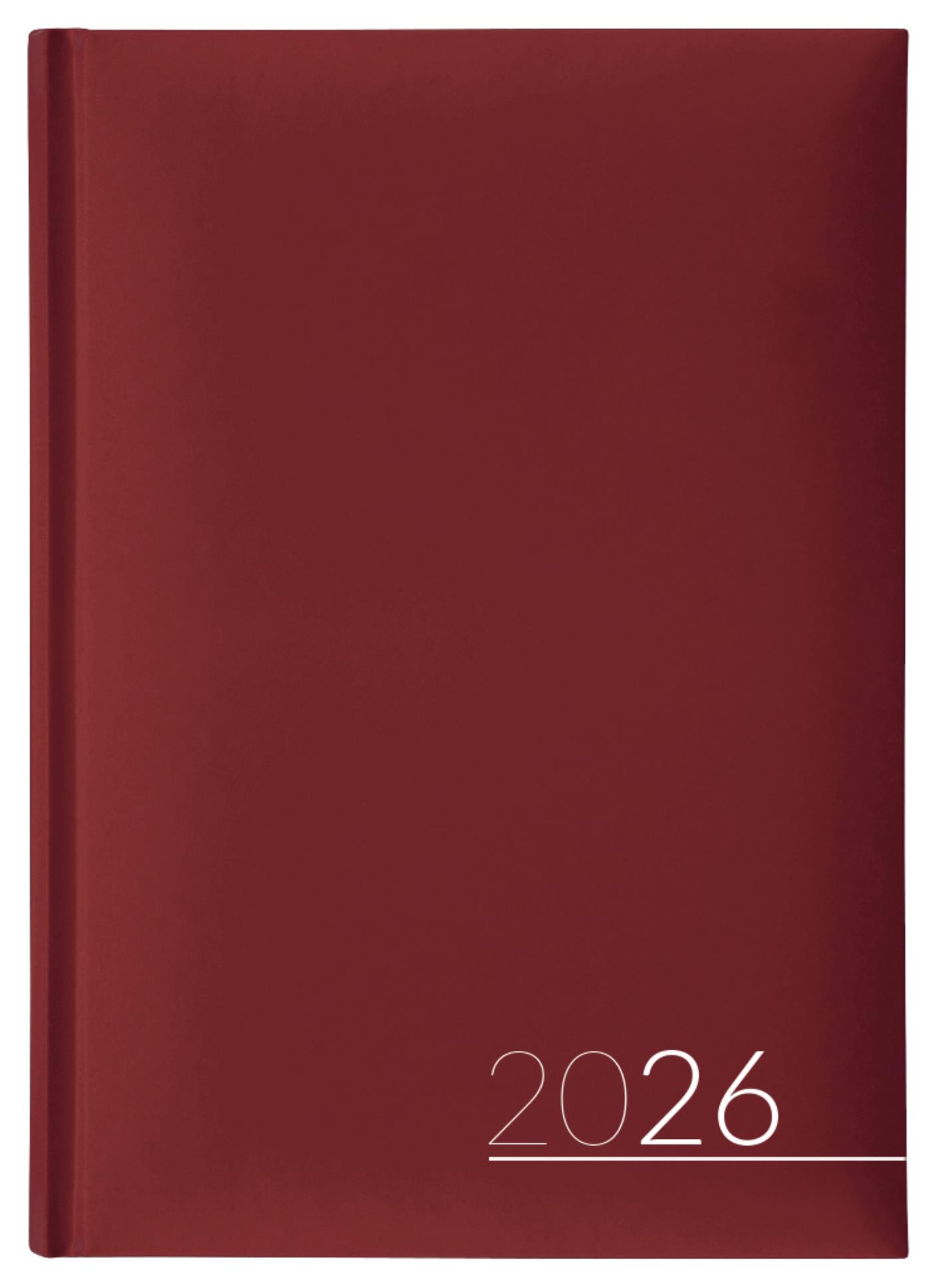 Denní diář 2026 - lamino, A5, bordó