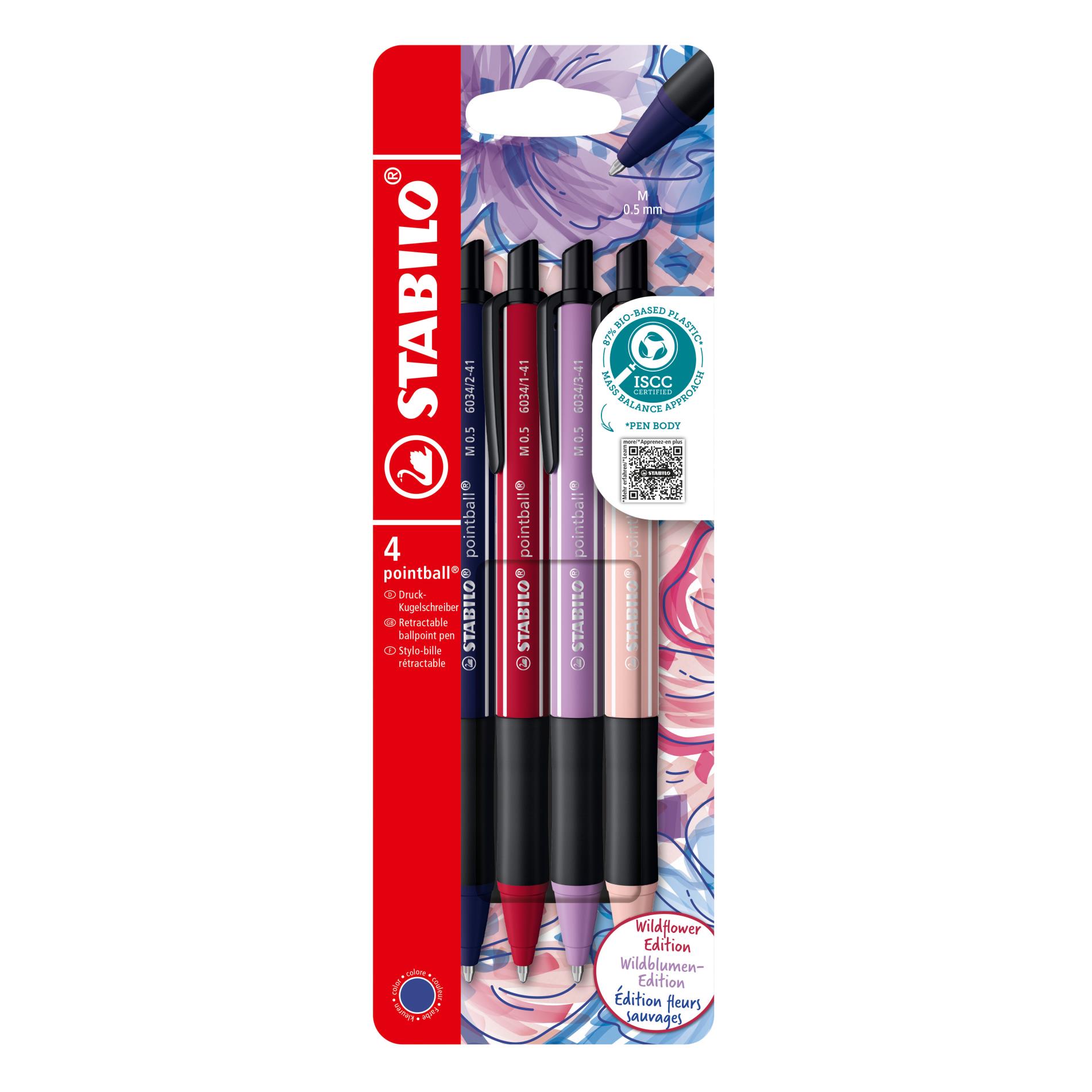 Levně Kuličkové pero STABILO pointball NatureCOLORS Wildflower 4ks - -