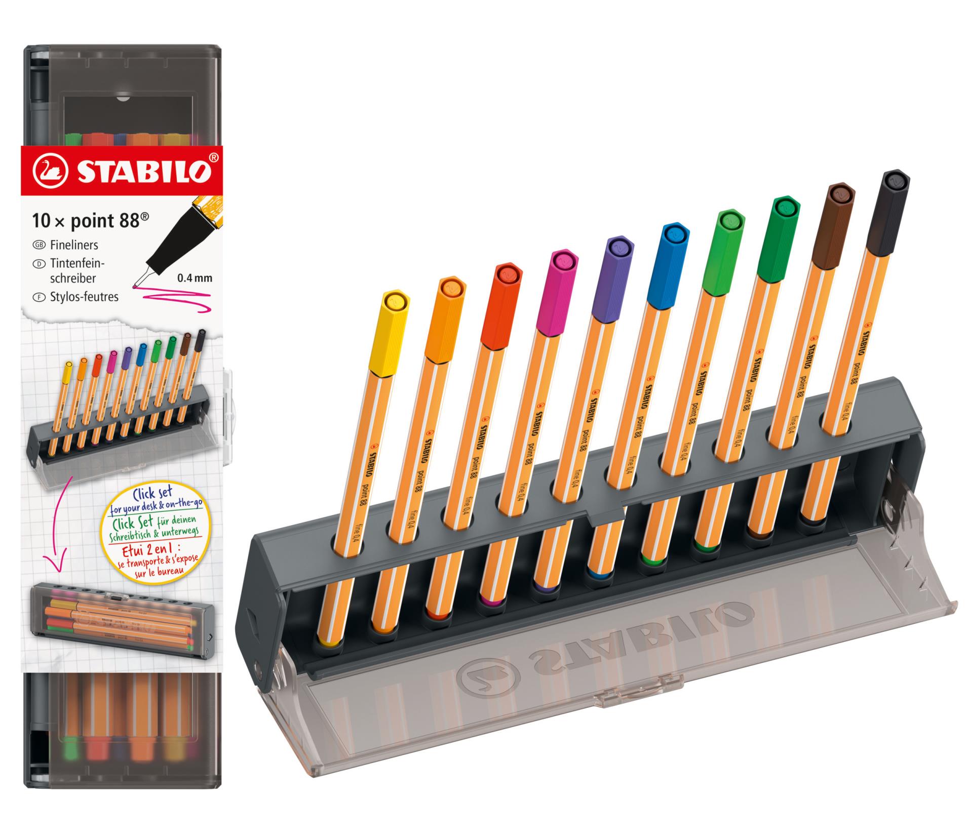 Levně Liner STABILO point 88 Click set - sada 10 barev se stojánkem