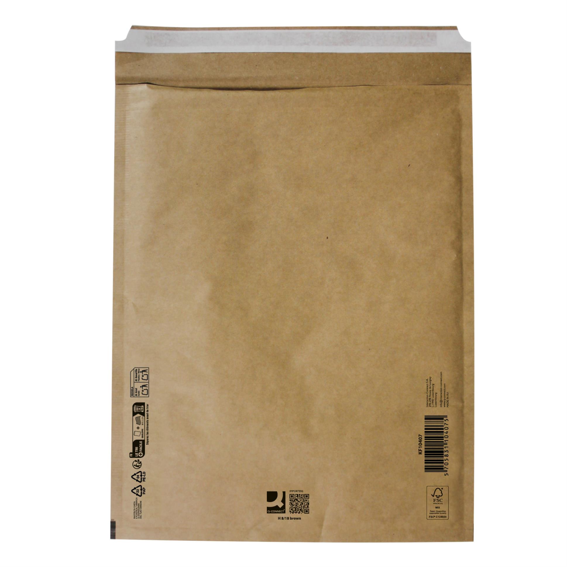 Bublinkové obálky Q-Connect - H/8, 290 x 370 mm, hnědé, 100 ks