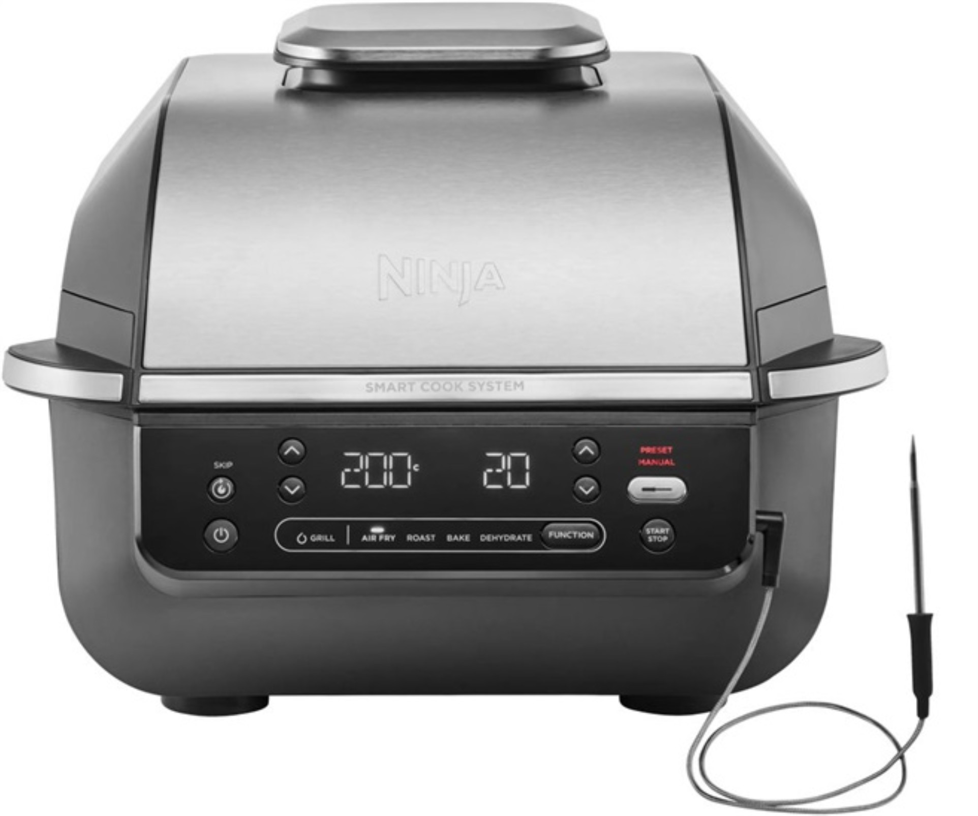 Elektrický gril a fritéza Ninja EG351EU Foodi 5v1 - příkon 1670 W, tepl. sonda, 40-265 °C, stříbrný