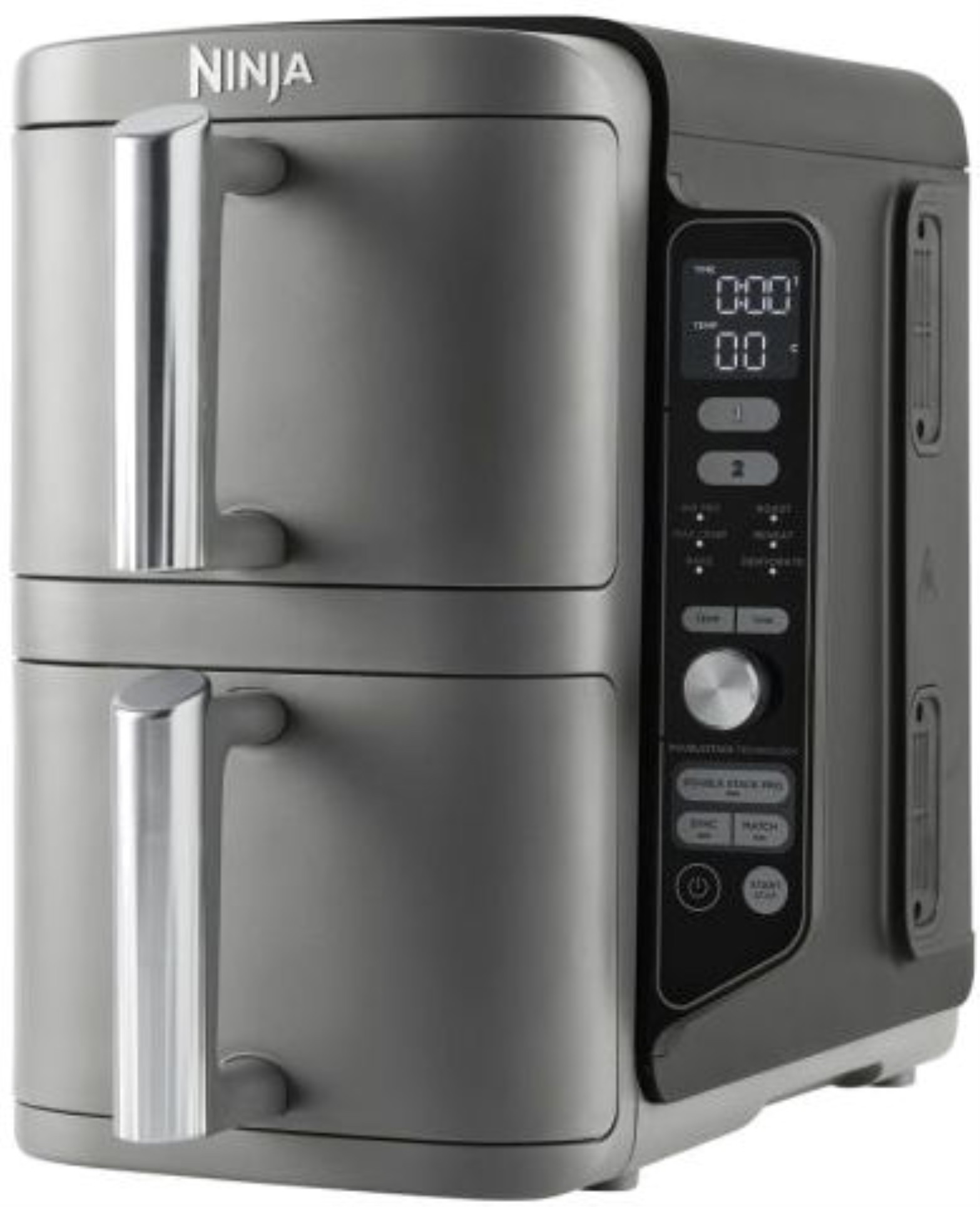 Horkovzdušná fritéza Ninja SL400EU Double Stack MAX 9,5l - 2 nádoby 4,5 l, displej, šedá