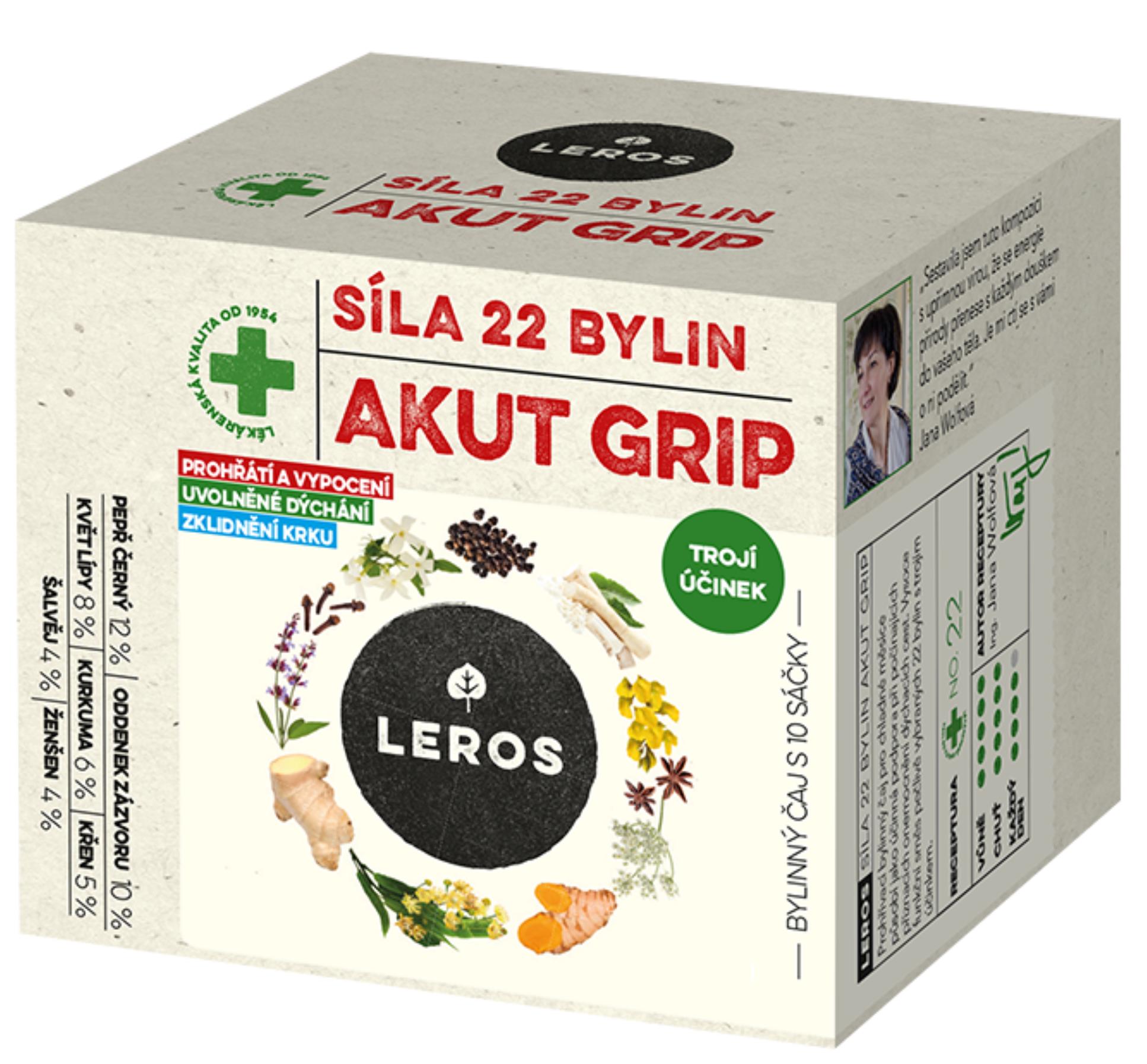 Levně Leros Síla 22 bylin AKUT GRIP bylinný čaj 10 ks