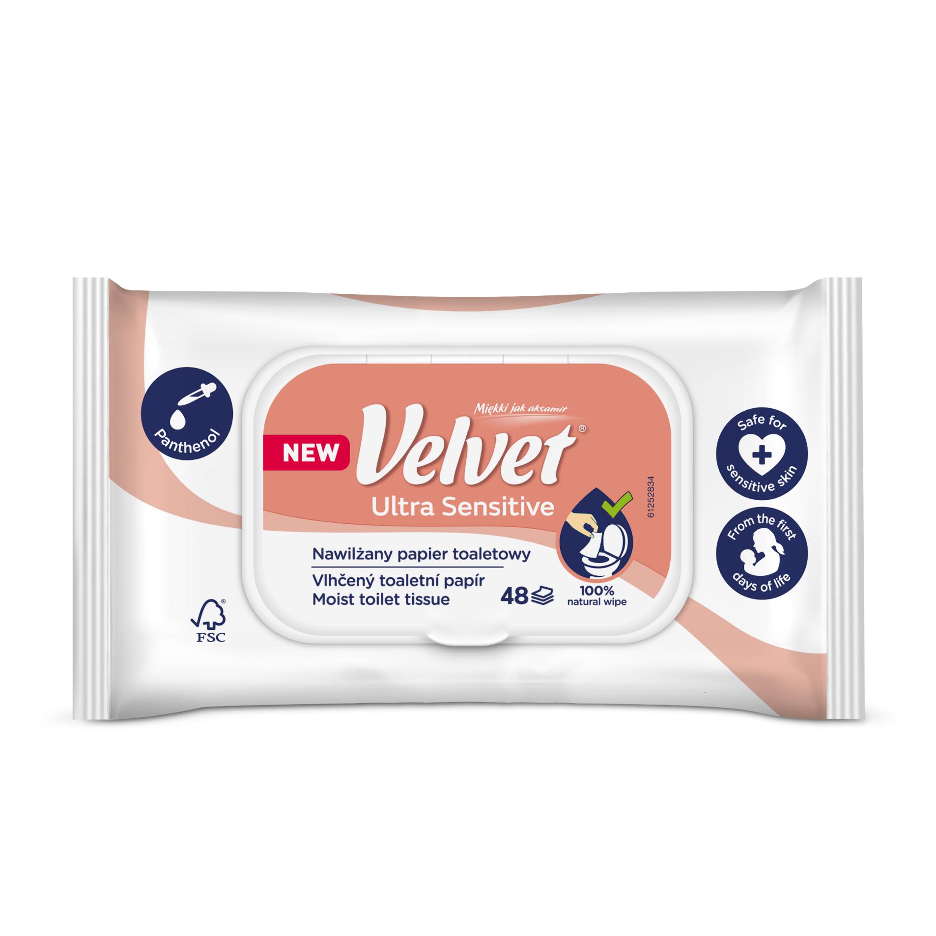 Vlhčený toaletní papír Velver - Ultra Sensitive, 48 ks