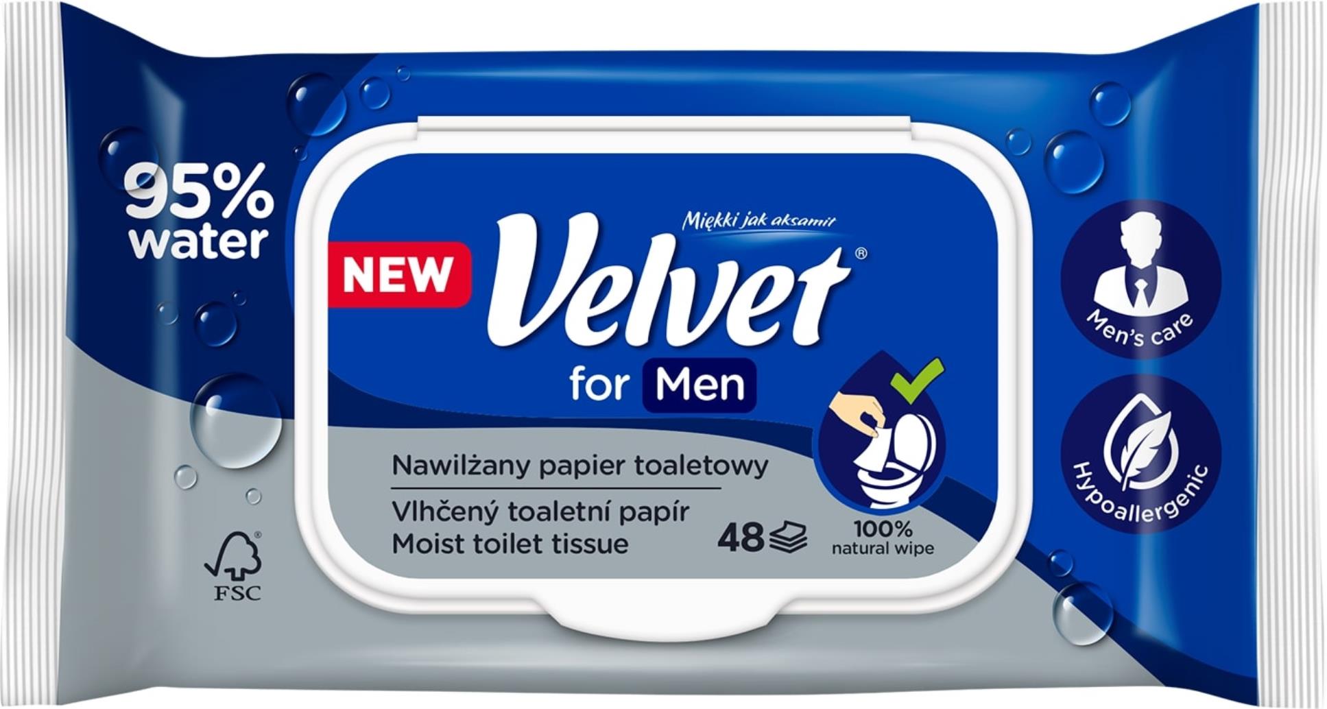 Levně Vlhčený toaletní papír Velver - For Men, 48 ks