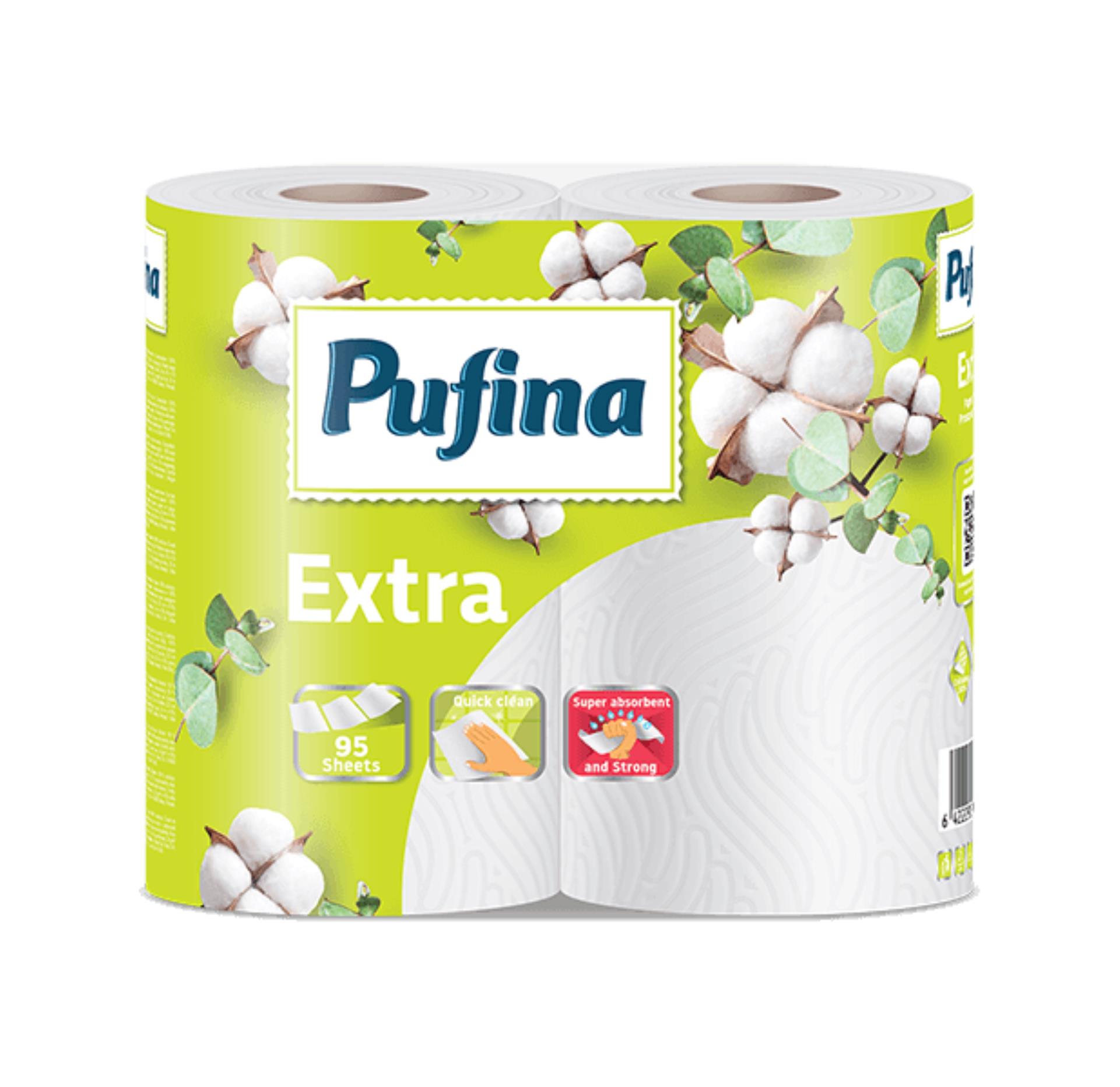 Levně Kuchyňské utěrky Pufina Extra, 2vrstvé, 2 role