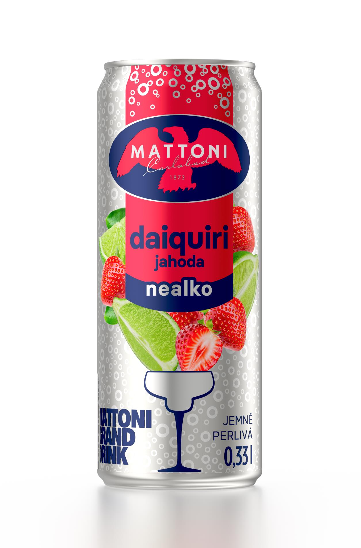 Minerální voda Mattoni - Daiquiri jahoda, plech, 24x 0,33 l