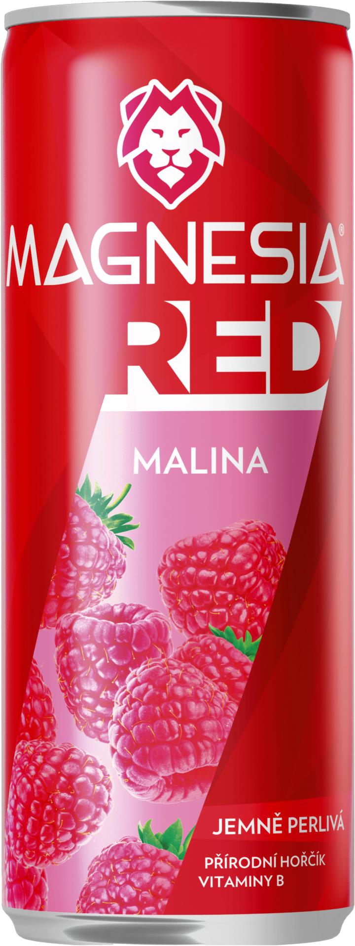 Levně Minerální voda Magnesia Red - malina, plech, 24x 0,33 l