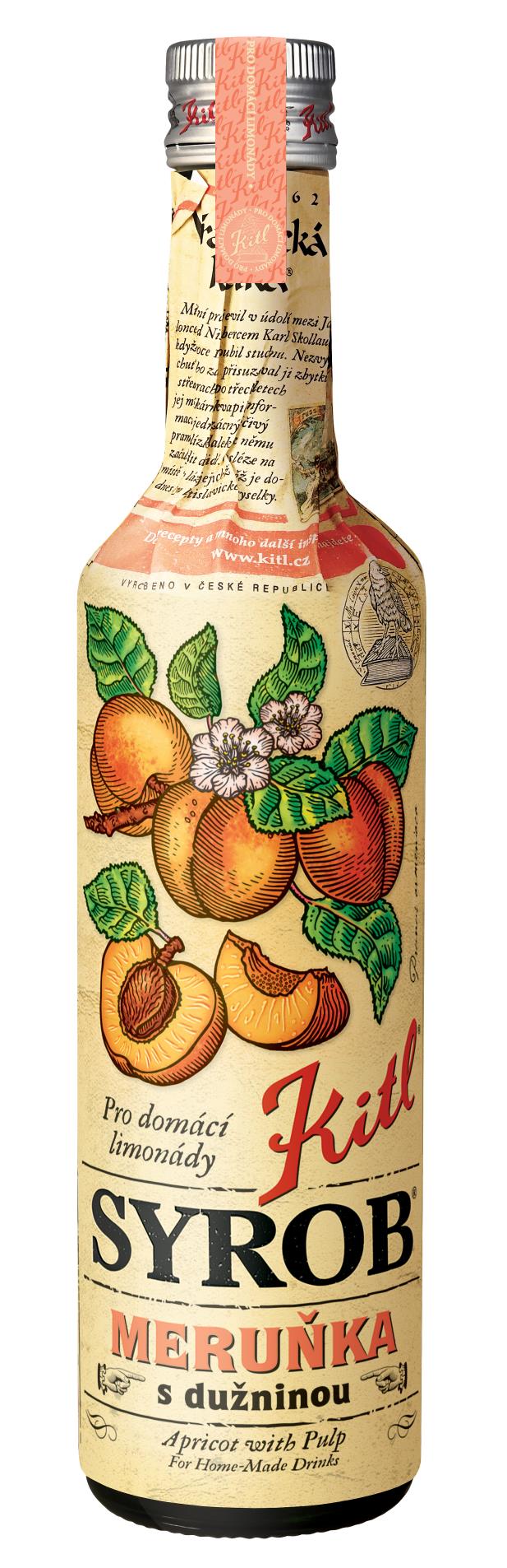 Levně Sirup Kitl Syrob - meruňka s dužinou, 0,5 l