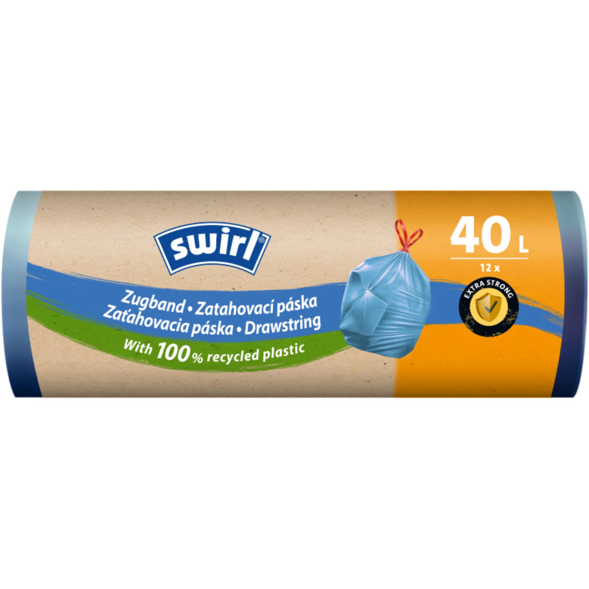 Levně Pytle na odpad Swirl - zatahovací, 40 l, 28 mic, 12 ks