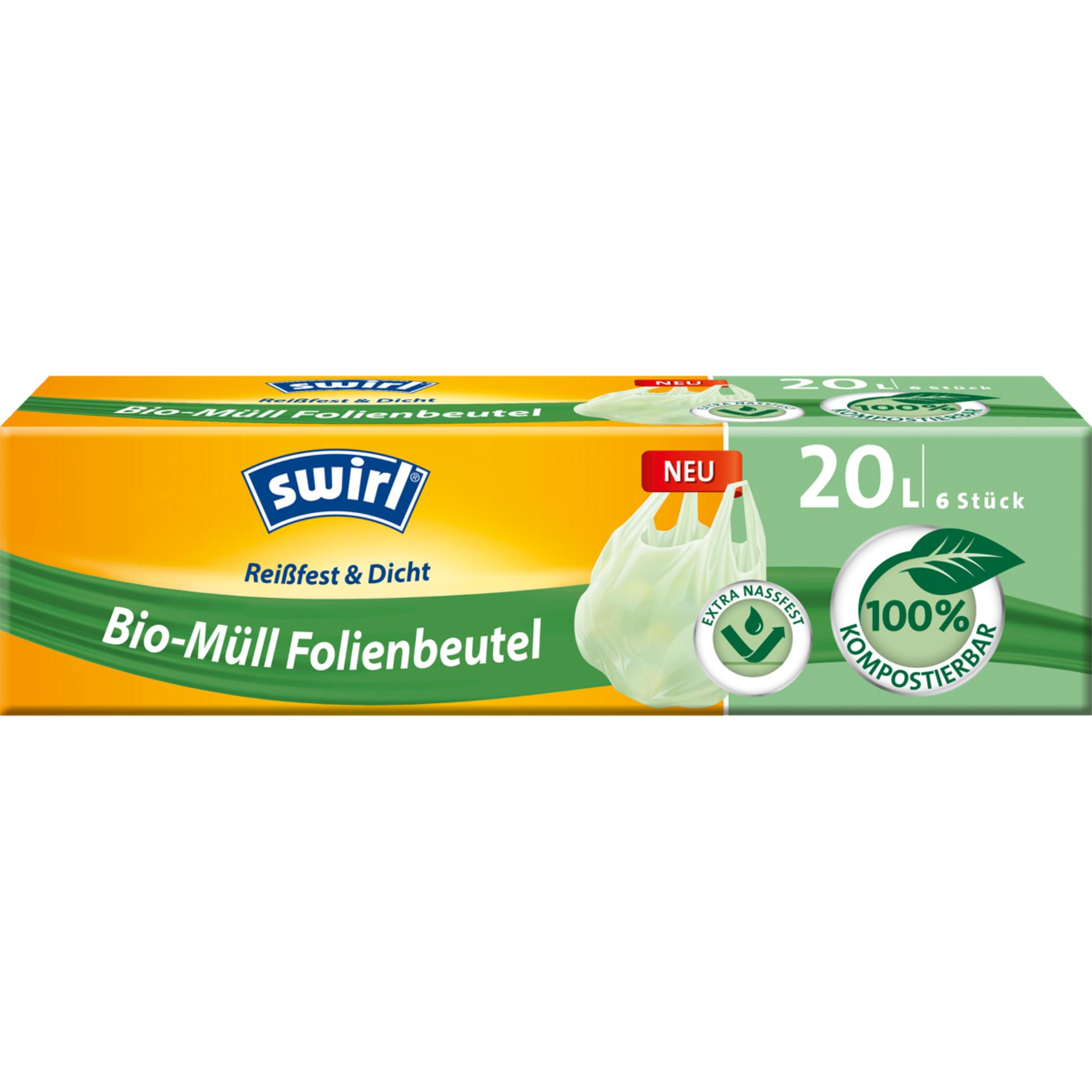 SWIRL BIO kompostovatelné pytle s uchy 20 litrů 6 ks