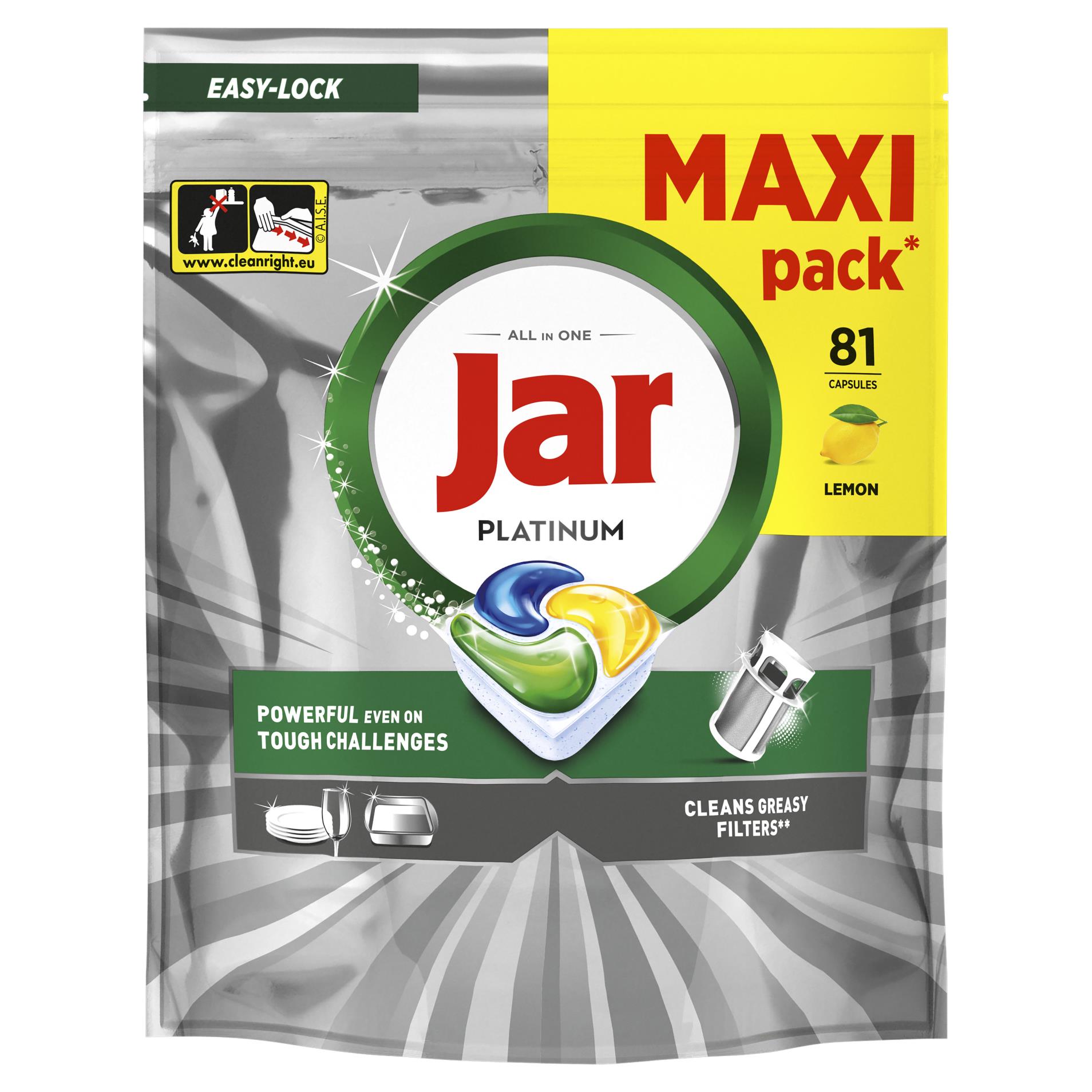 Levně Tablety do myčky Jar Platinum - citron, 81 ks