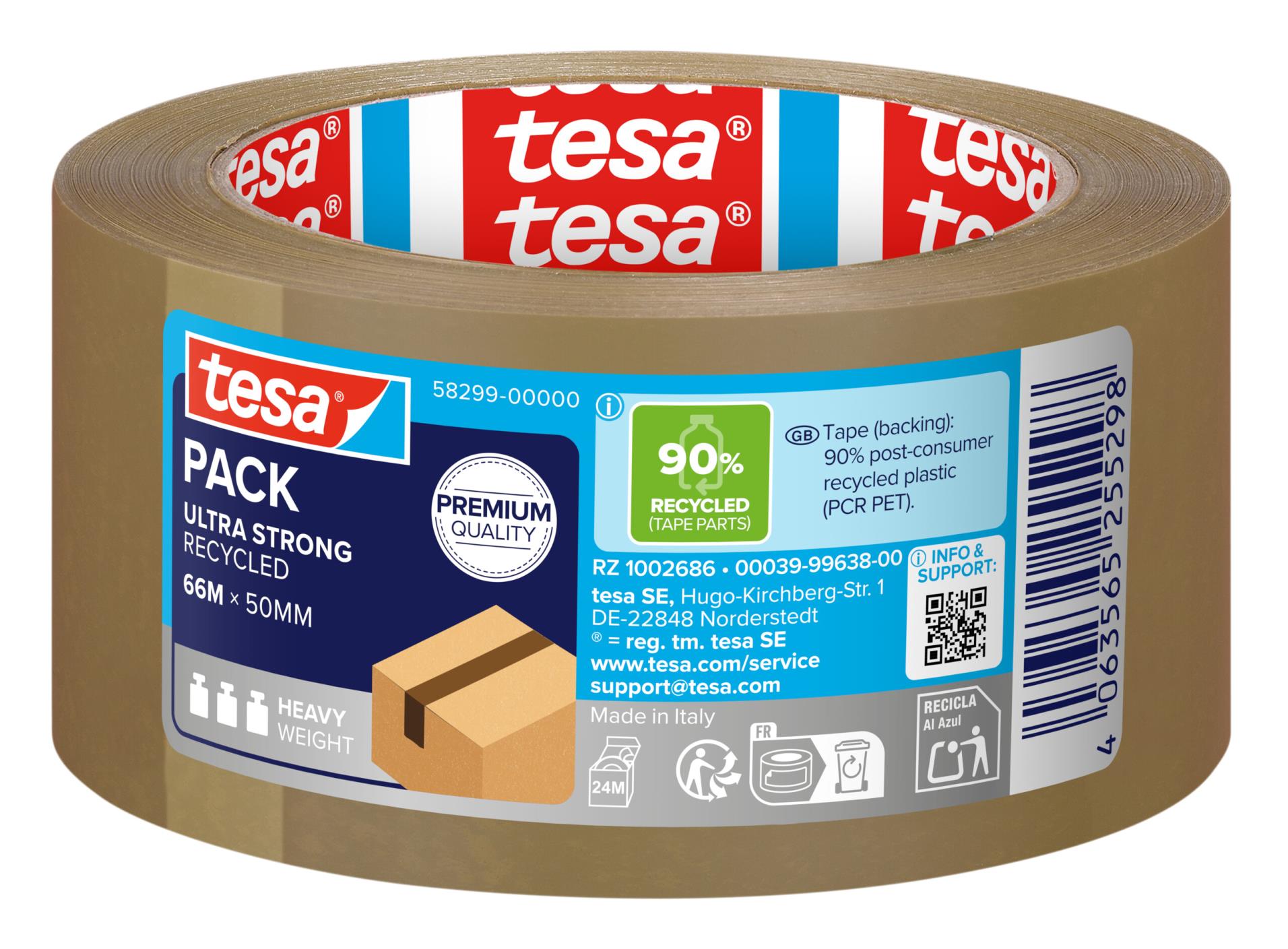 Balicí páska Tesa eco & ultra strong PET - ultra pevná, hnědá, 50 mm x 66 m, 1 ks