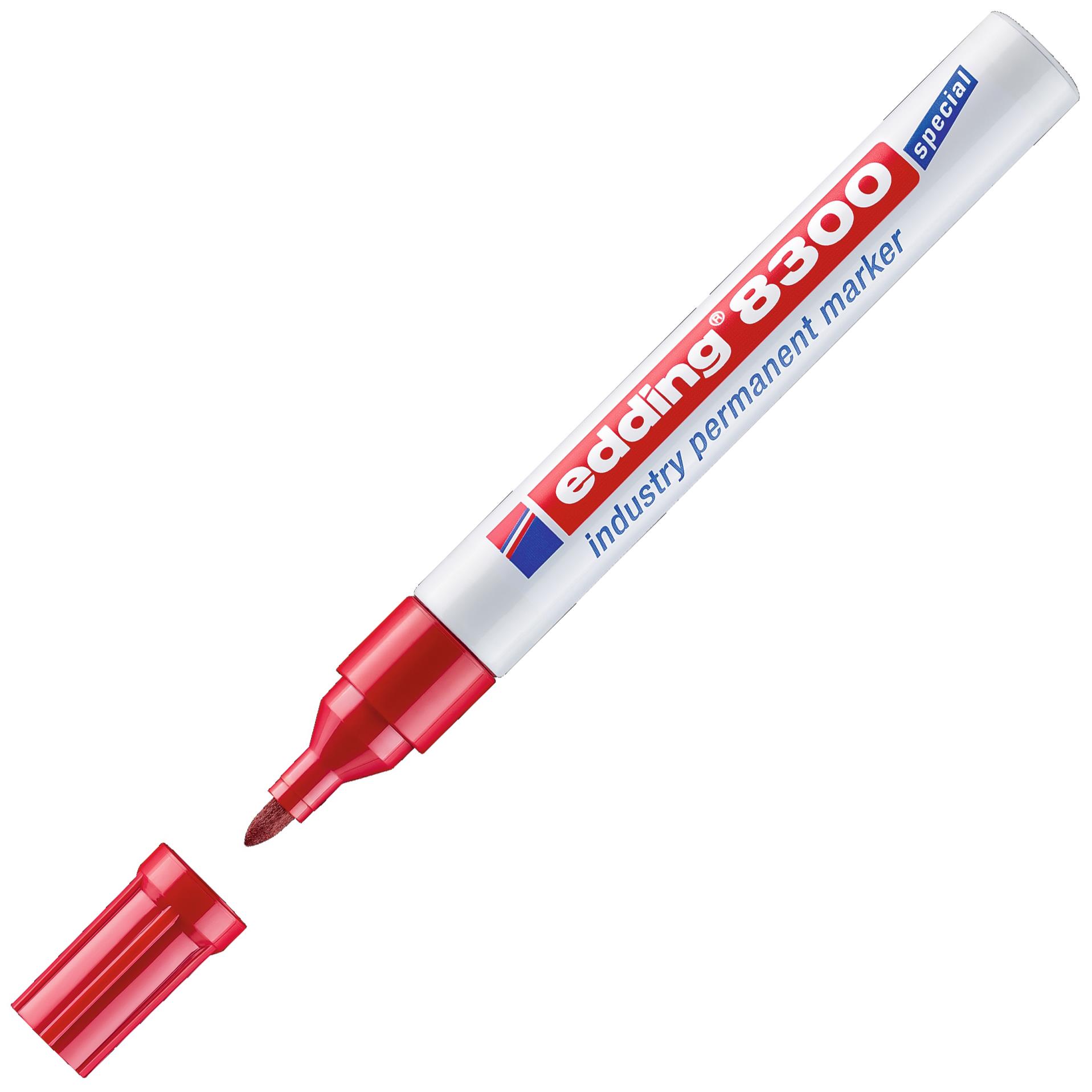 Levně Permanentní popisovač Edding 8300 - průmyslový, kulatý hrot, červený