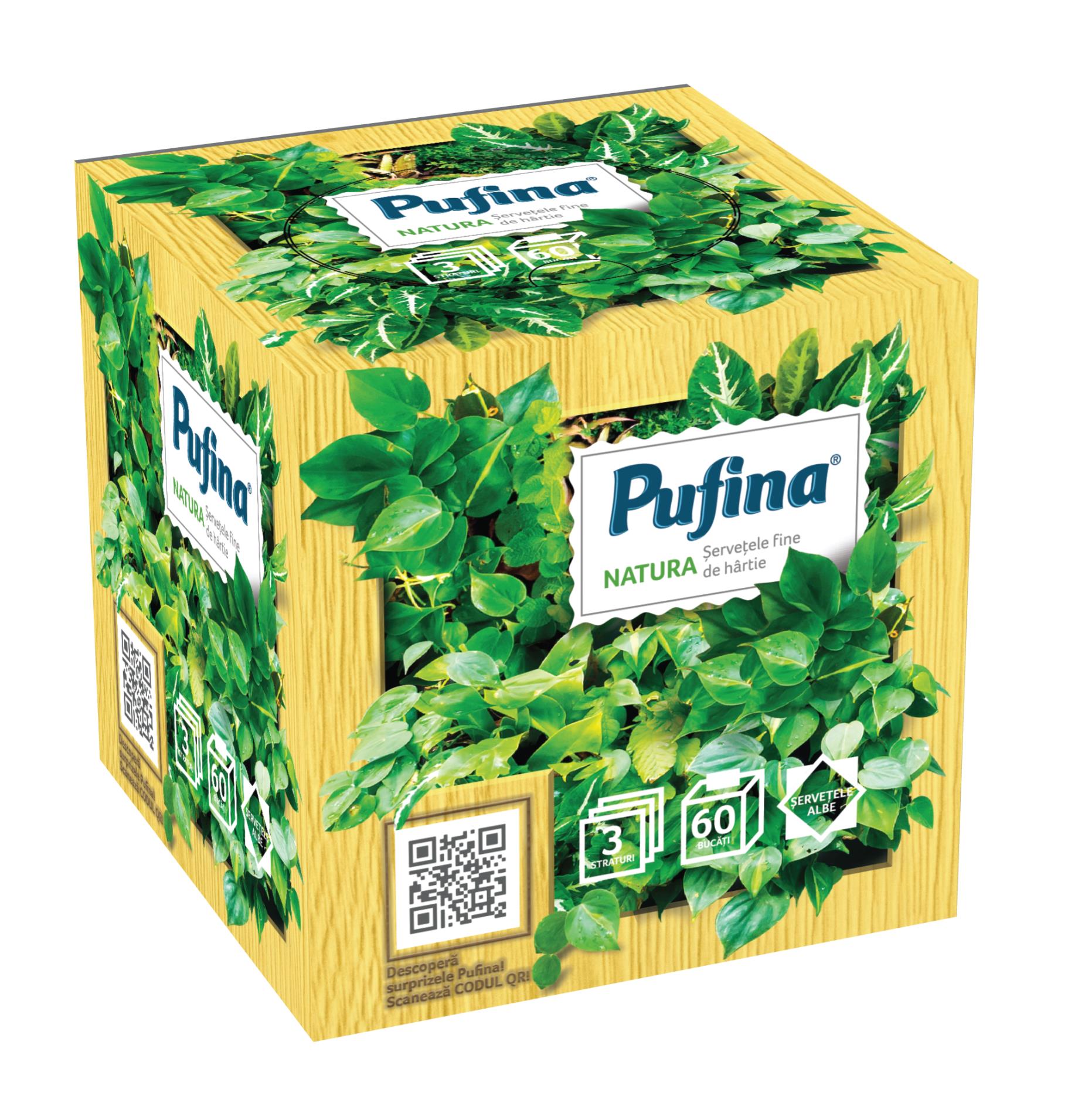 Papírové kapesníčky Pufina Cube - 3vrstvé, 60 ks