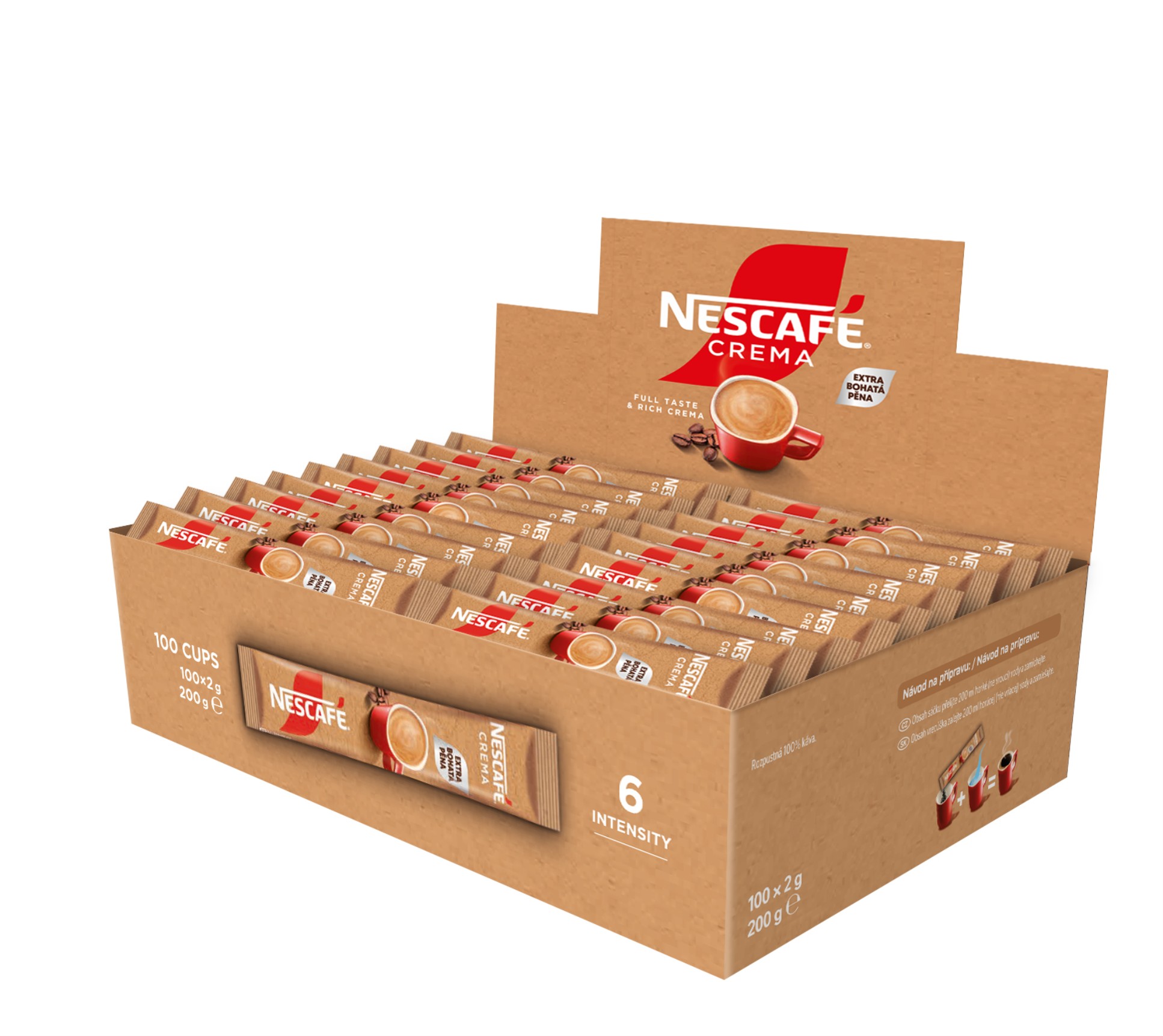 Instantní káva Nescafé Crema - Stick, porcovaná, 100x 2 g