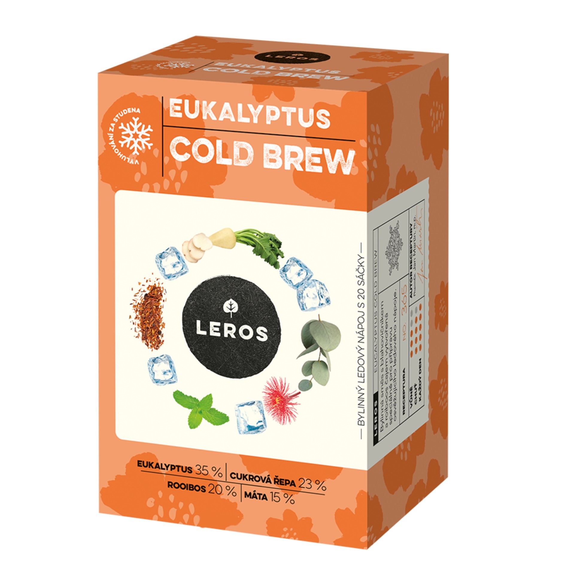 Bylinný čaj Leros Cold Brew - Eucalyptus, i do studené vody, 20x 1,8g, 36 g