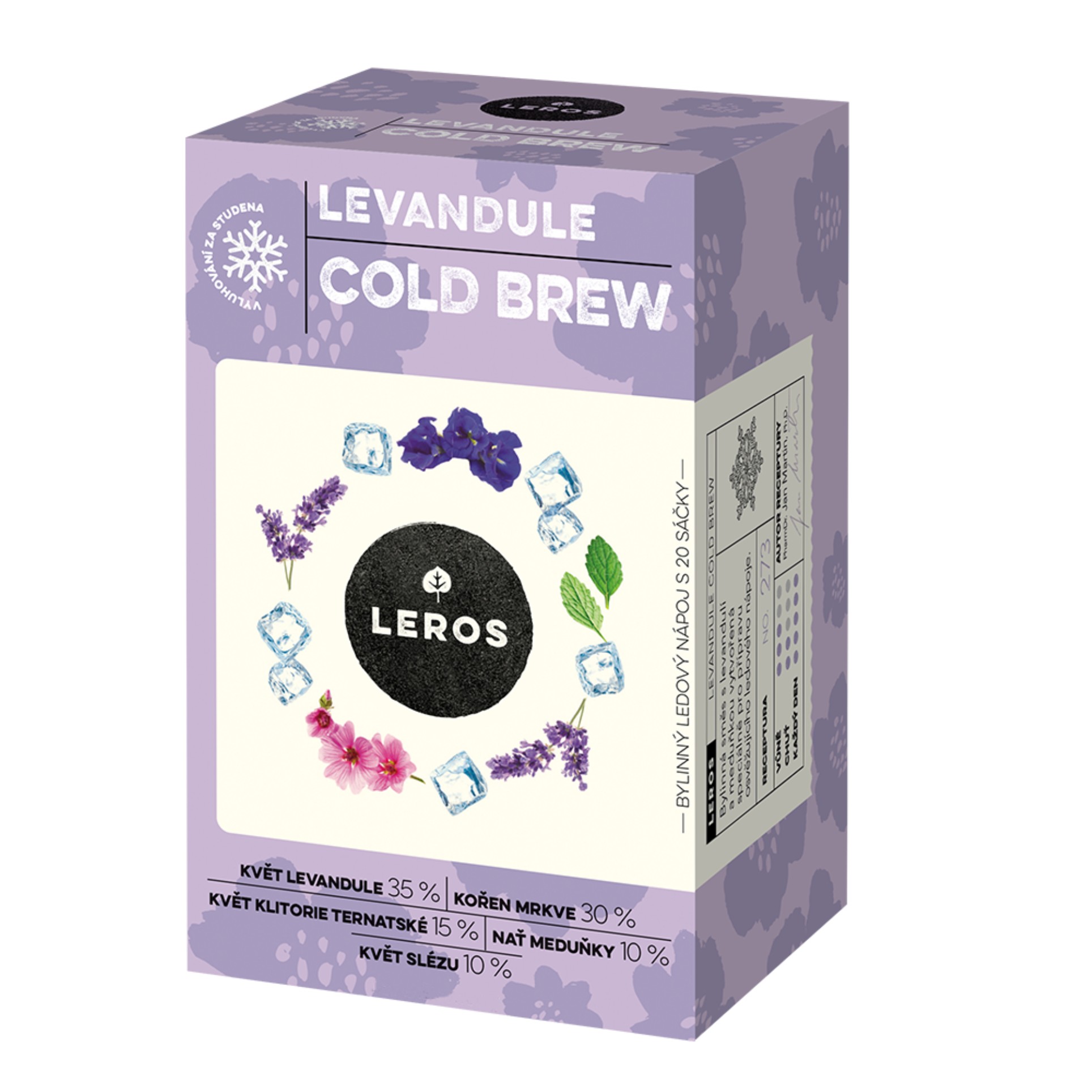 Bylinný čaj Leros Cold Brew - Levandule, i do studené vody, 20x 1,8g, 36 g