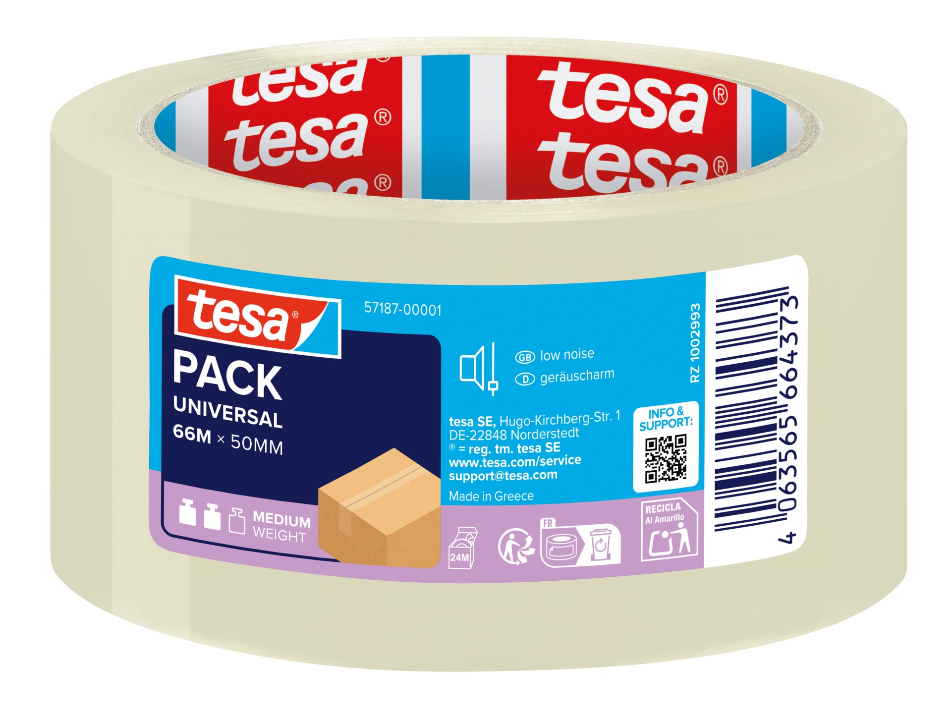 Balicí páska Tesa Universal - tiché odvíjení, čirá, 50 mm x 66 m, 1 ks