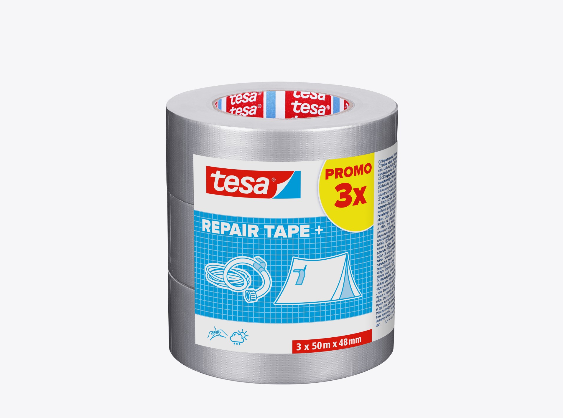 Univerzální opravná páska Tesa - stříbrná 48 mm x 50 m, 3 ks