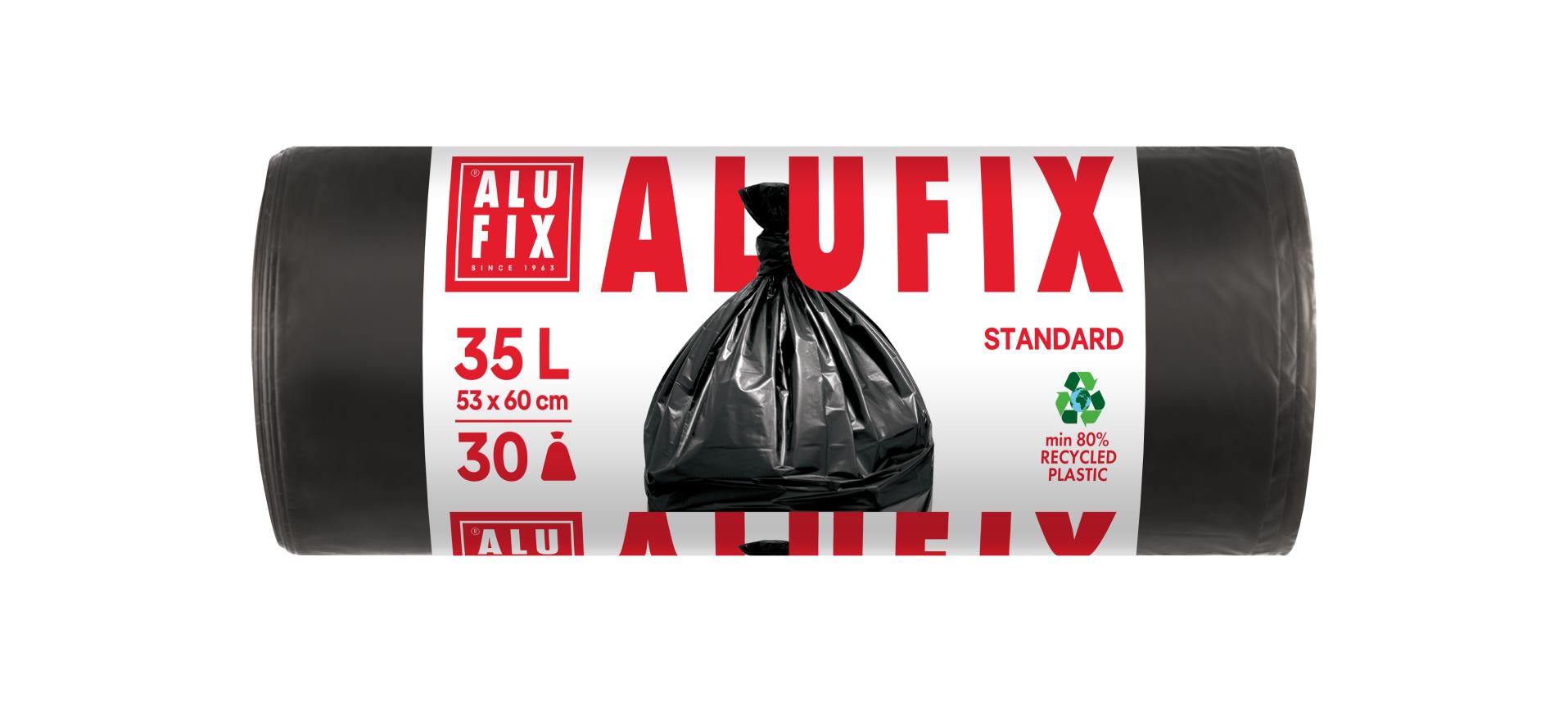Pytle na odpad Alufix – 35 l, 30 ks, 9 µm, HDPE, 53 × 60 cm, černé
