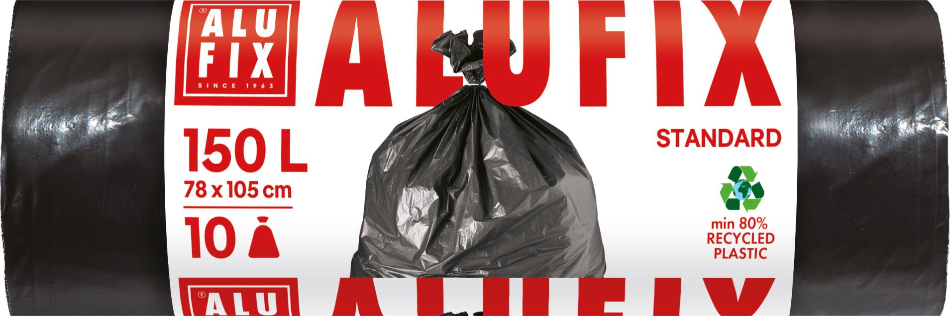 Pytle na odpad Alufix – 150 l, 10 ks, 34 µm, LDPE, 78 × 105 cm, černé