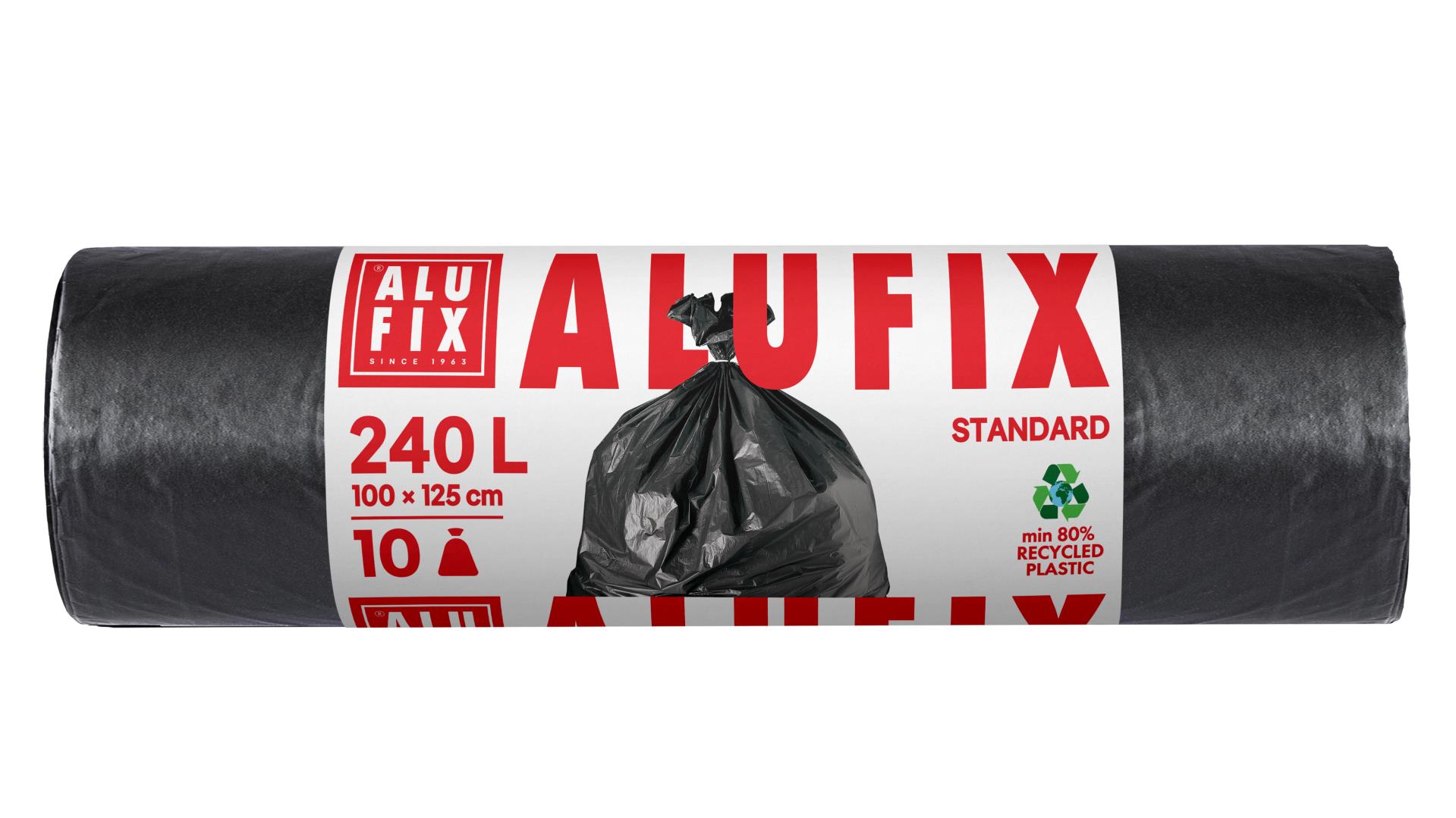 Pytle na odpad Alufix – 240 l, 10 ks, 35 µm, HDPE, 100 × 125 cm, černé