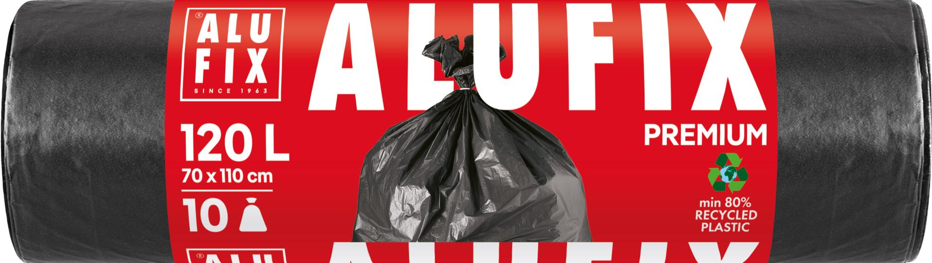 Pytle na odpad Alufix – 120 l, 10 ks, 45 µm, LDPE, 70 × 110 cm, černé
