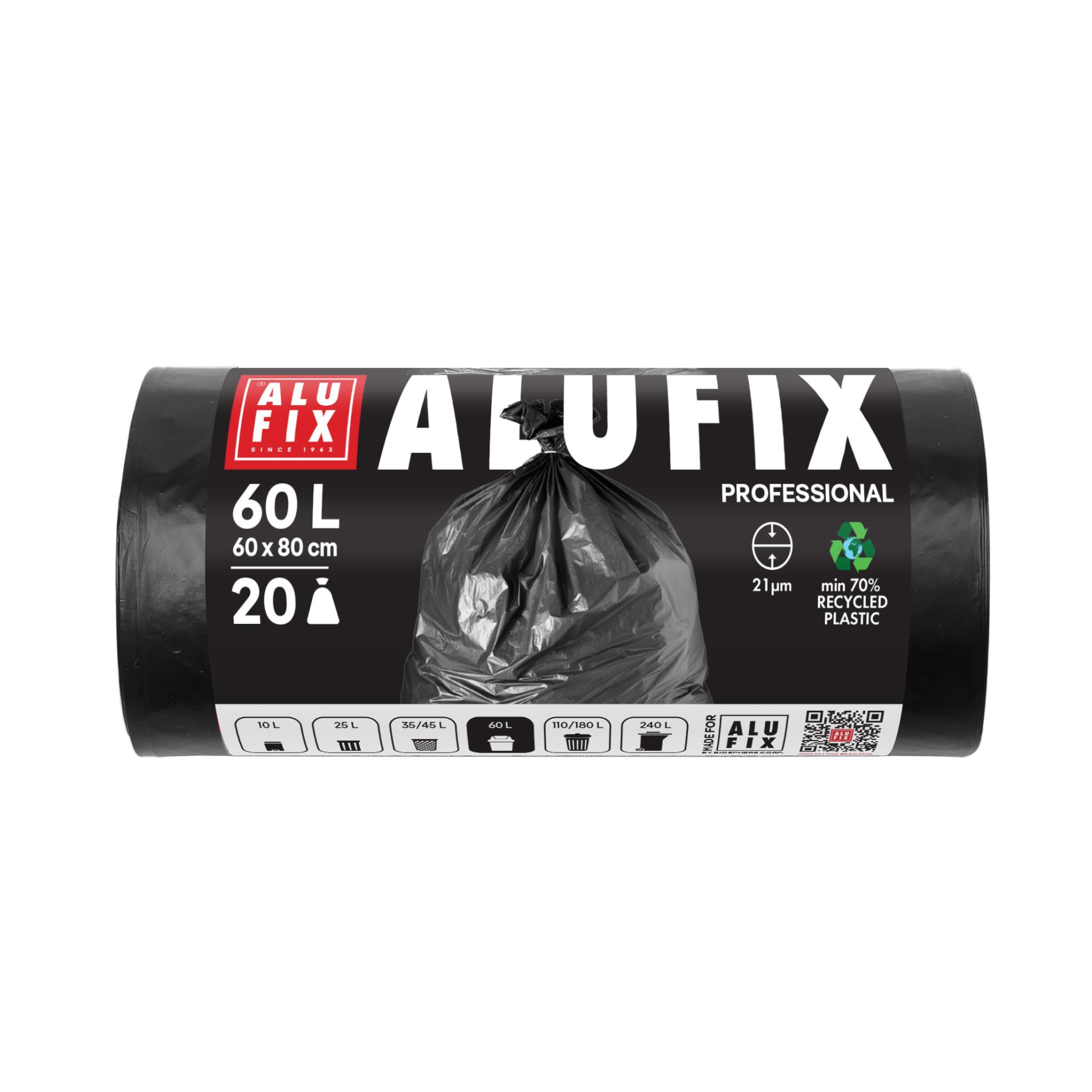 Pytle na odpad Alufix - 60 l, 20 ks, 21 µm, LDPE, 60 × 80 cm, černé