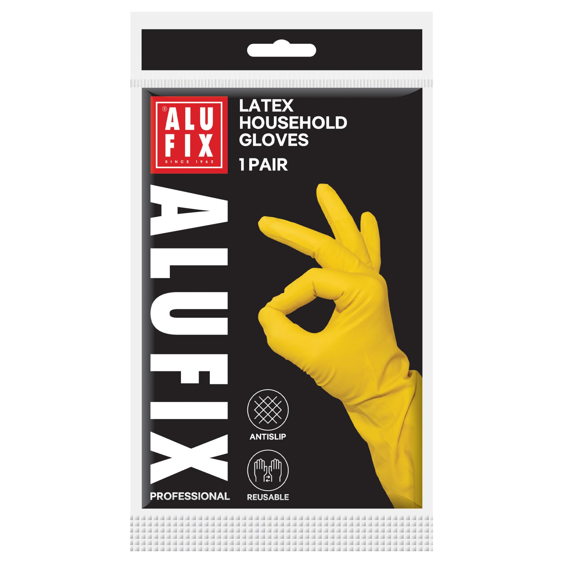 Latexové rukavice Alufix  - žluté, vel. L, 1 pár