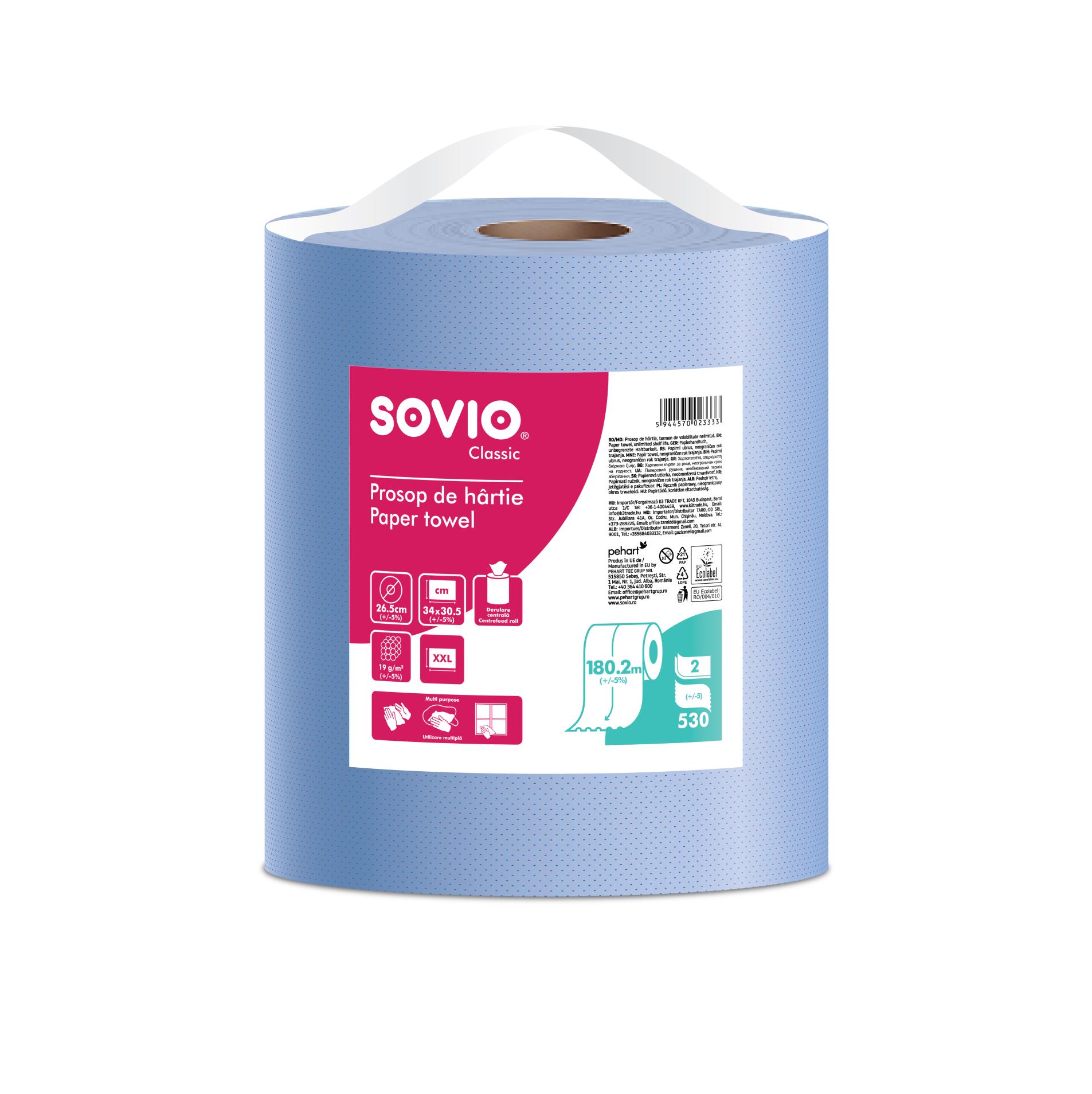 Průmyslová utěrka Blue Monoroll Sovio - 2vrstvé, celulóza, 180,2 m