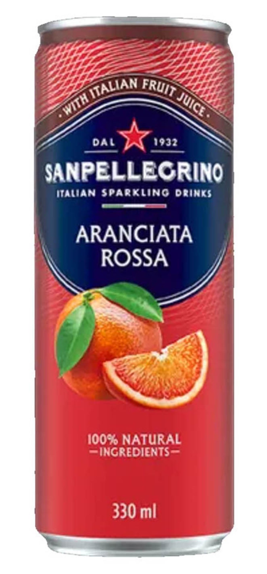 Limonáda San Pellegrino - Aranciata Rossa, červený pomeranč, plech, 24x 330 ml