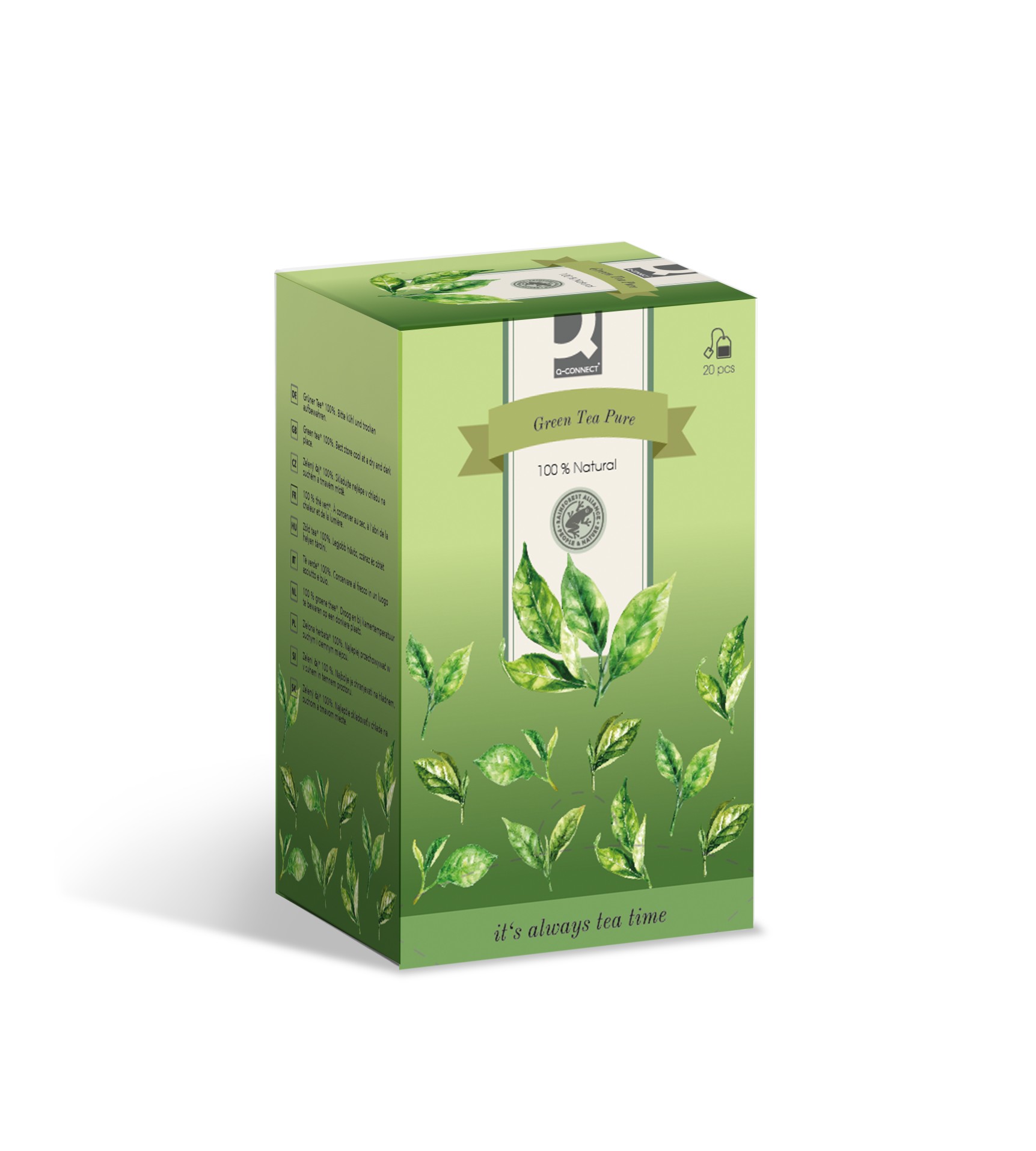 Zelený čaj Q-Connect - Zelený čaj Pure, 20x 1,8 g, 36 g