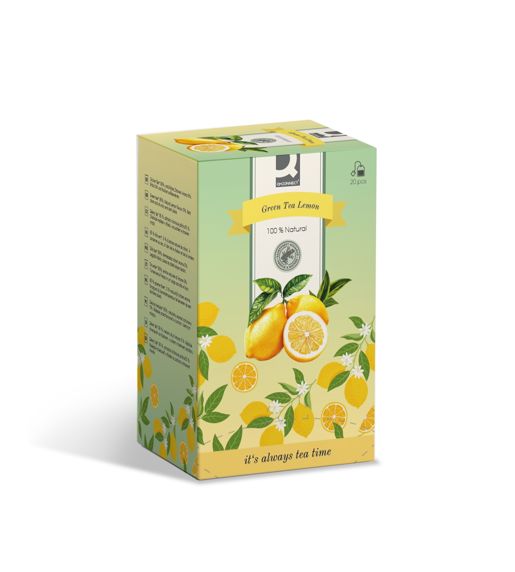 Zelený čaj Q-Connect - Zelený čaj Lemon, 20x 1,8 g, 36 g