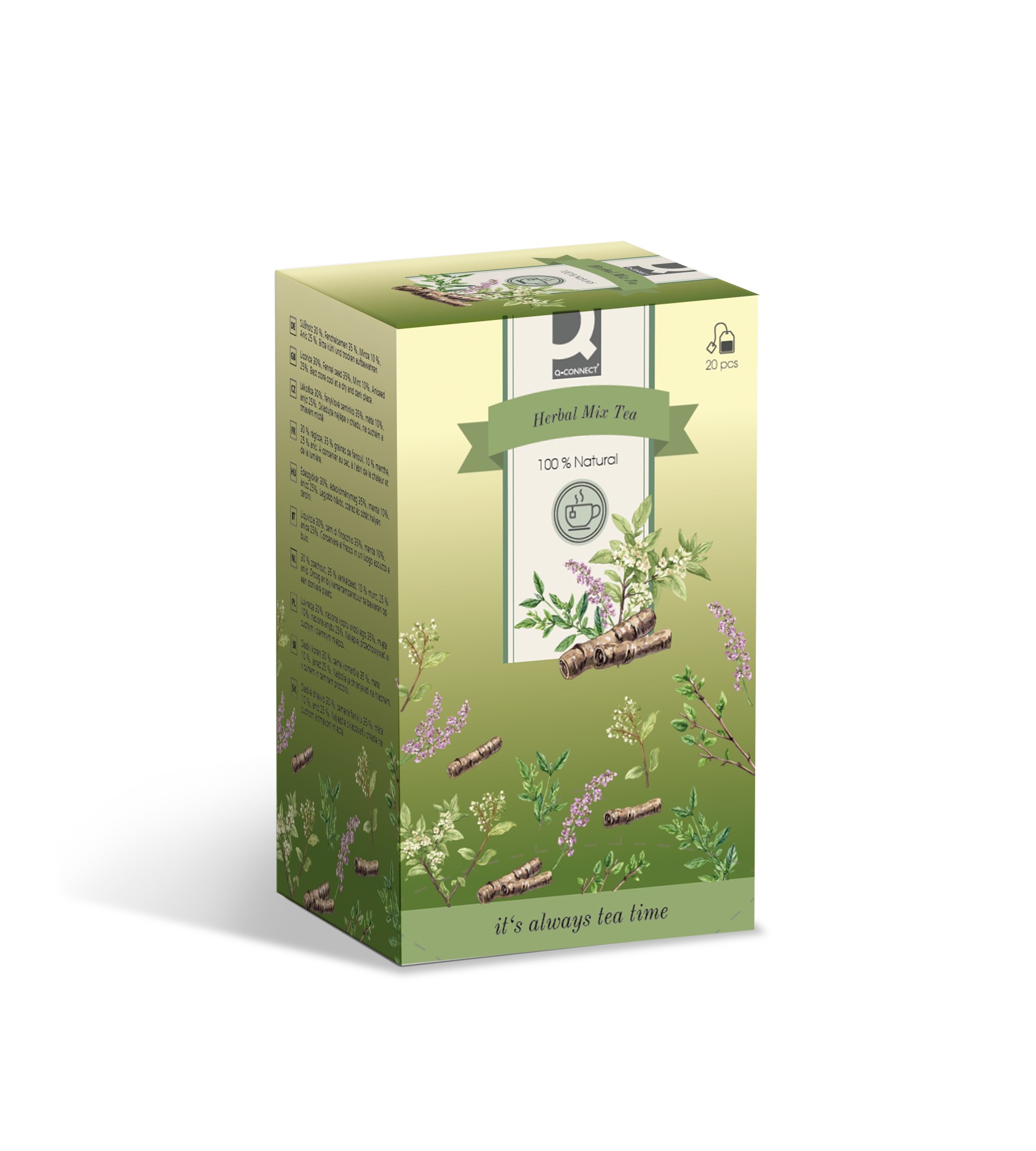 Bylinný čaj Q-Connect - herbal mix, 20x 1,5 g, 30 g
