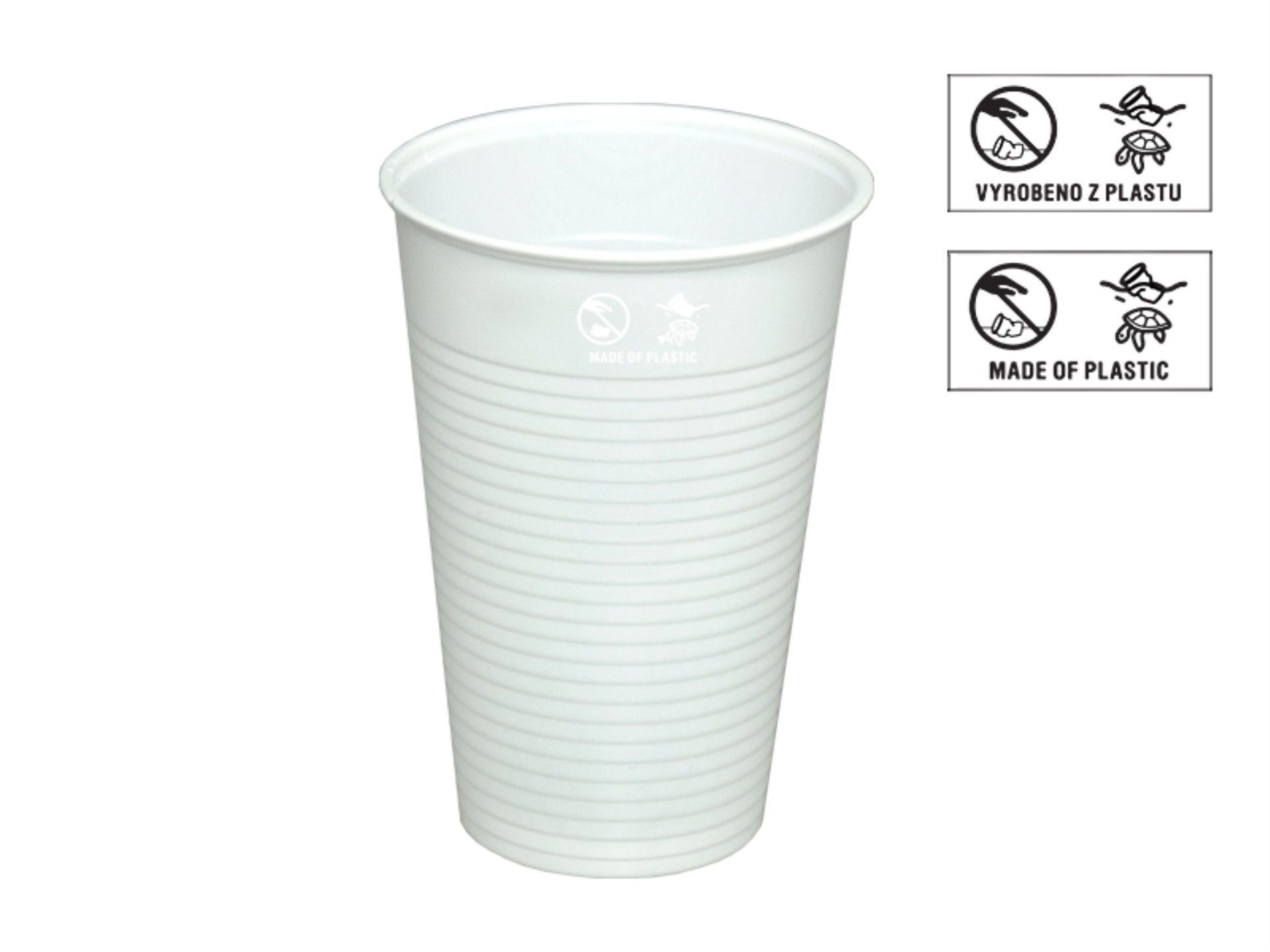 Plastové kelímky - bílé, 200 ml, 100 ks