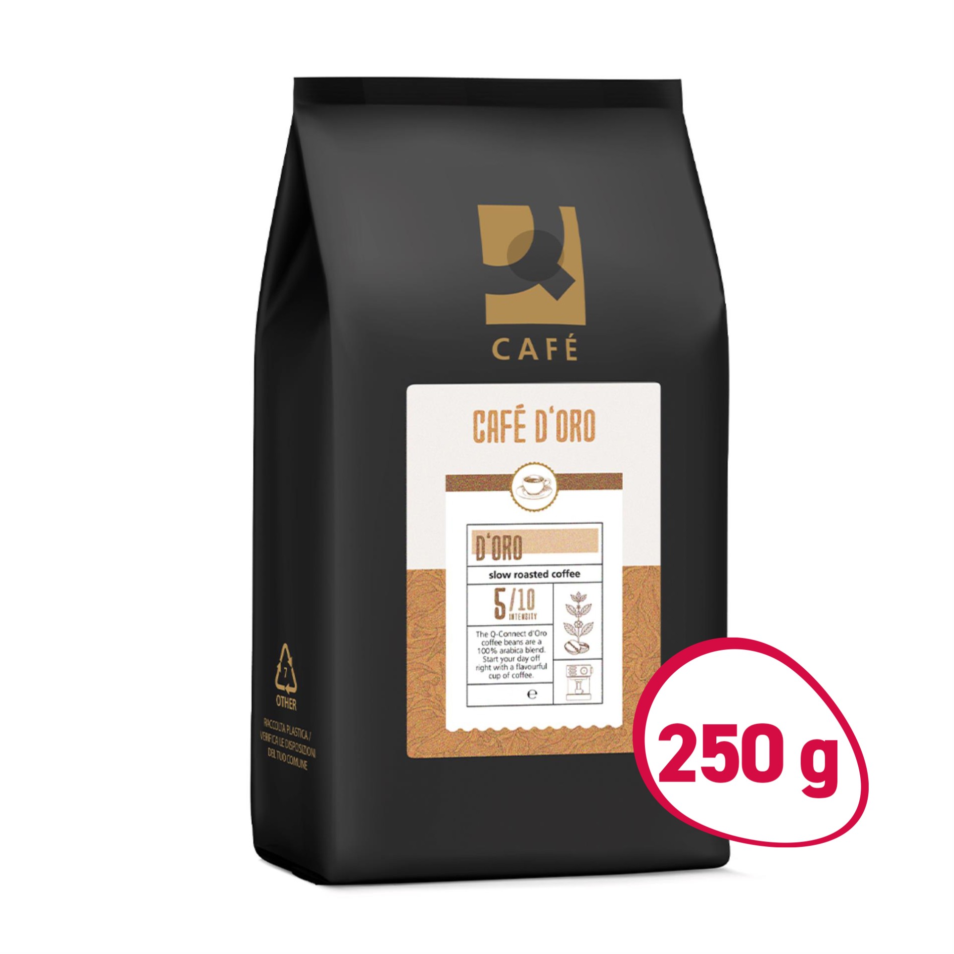 Q-CONNECT Zrnková káva Q-Café - D'Oro, 250 g