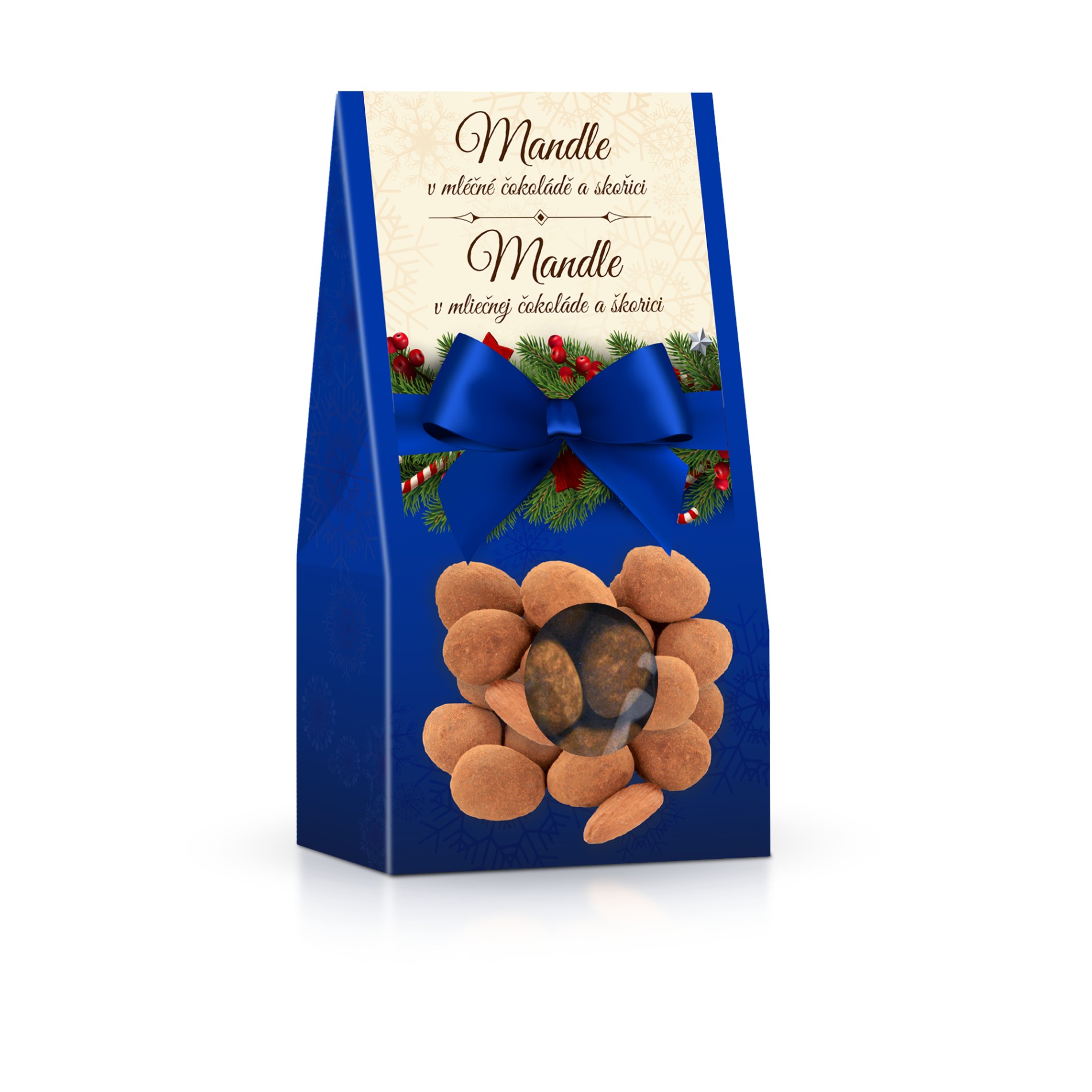 Vánoční mandle v mléčné čokoládě se skořicí, 150 g