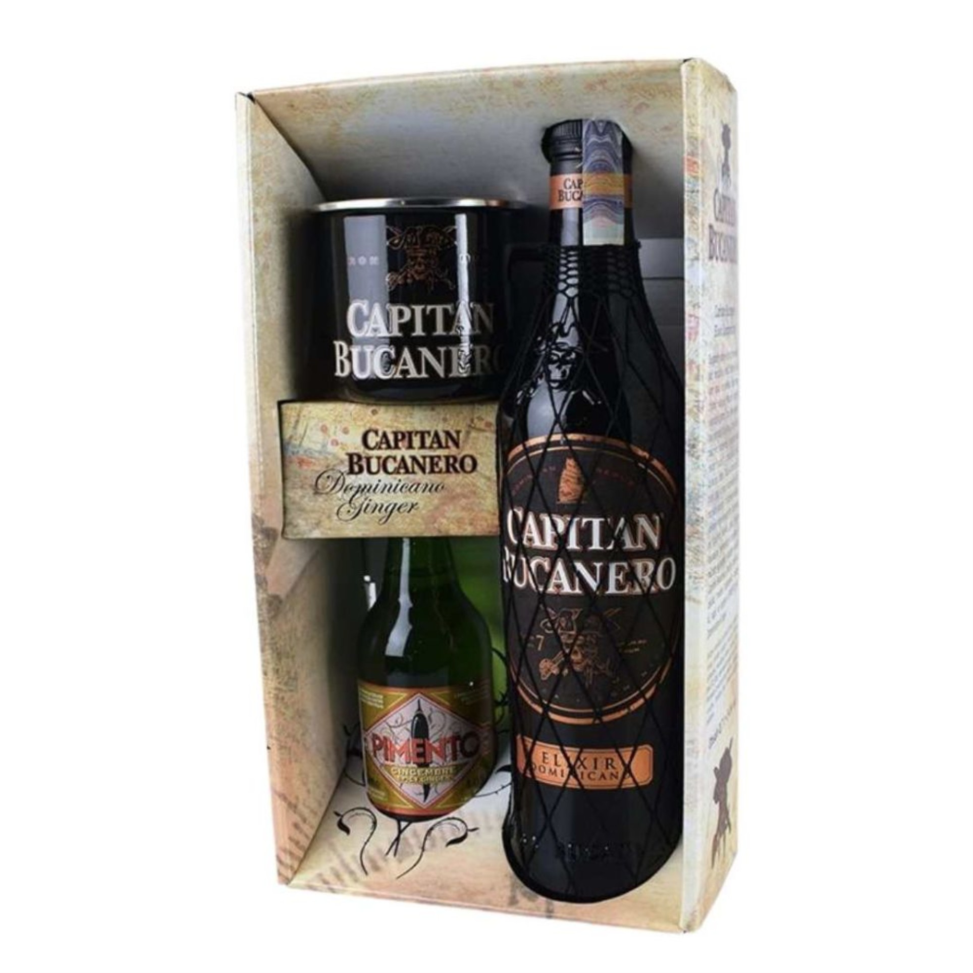 Capitan Bucanero Elixír 7yo 34% Gift Box Pimento 0,7 l