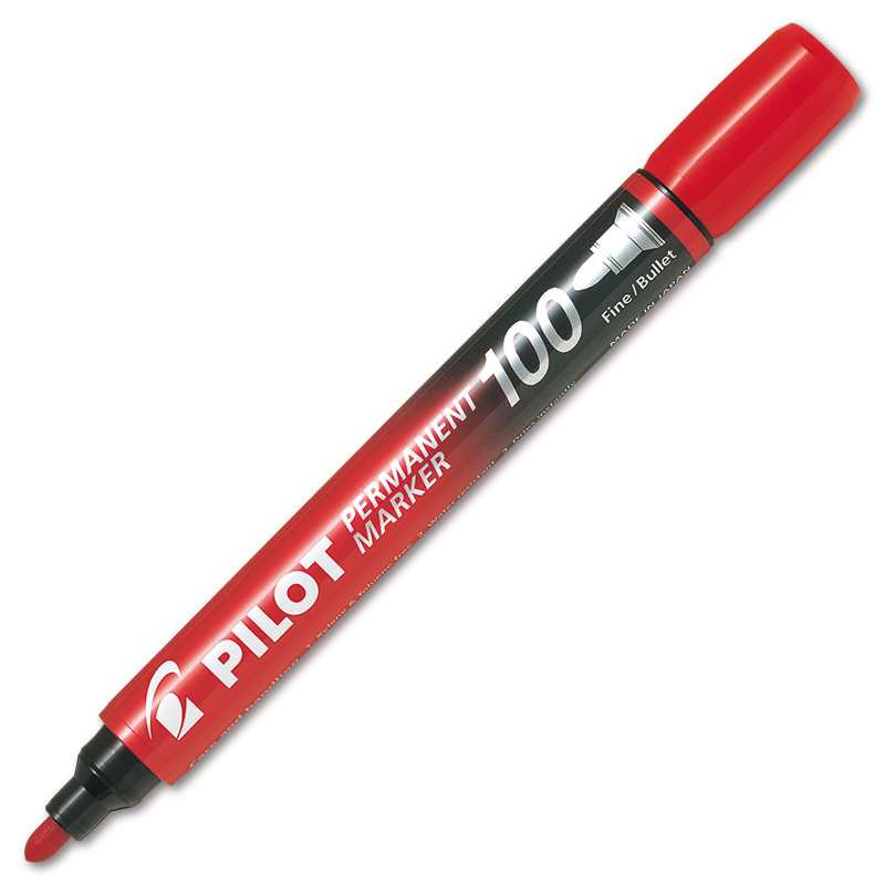 Levně Permanentní popisovač Pilot 100 - červený, kulatý hrot