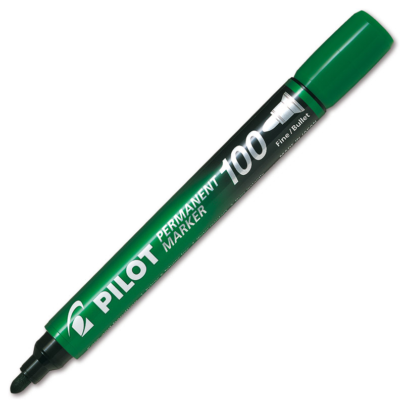Levně Permanentní popisovač Pilot 100 - zelený, kulatý hrot