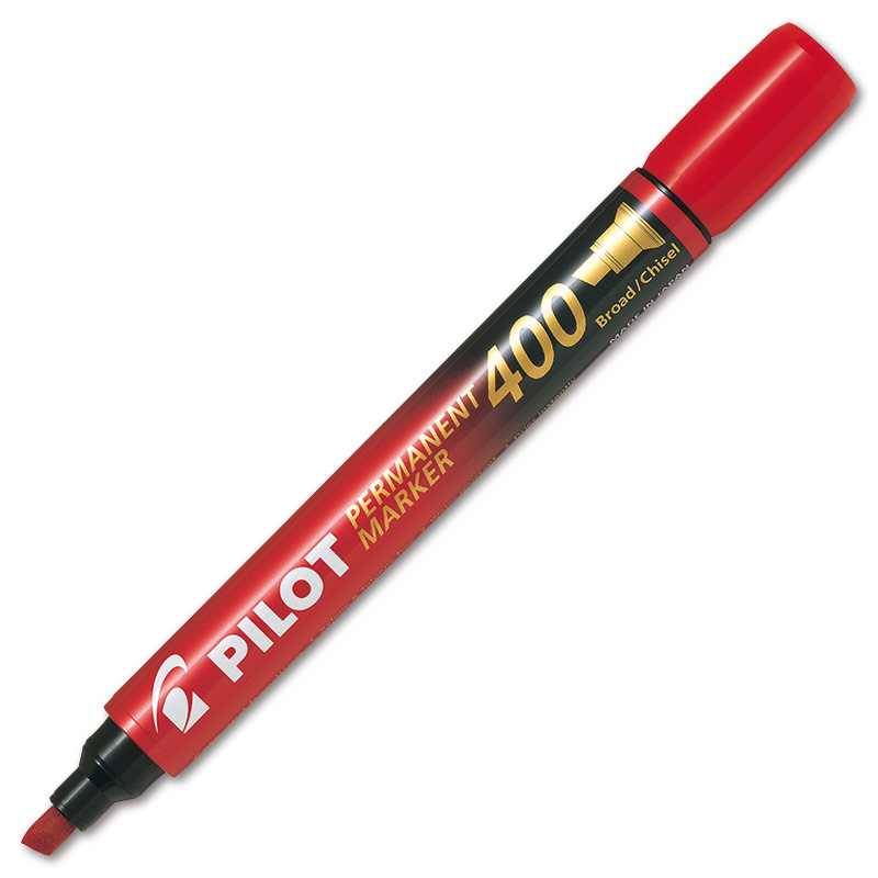 Levně Permanentní popisovač Pilot 400 - červený, zkosený hrot