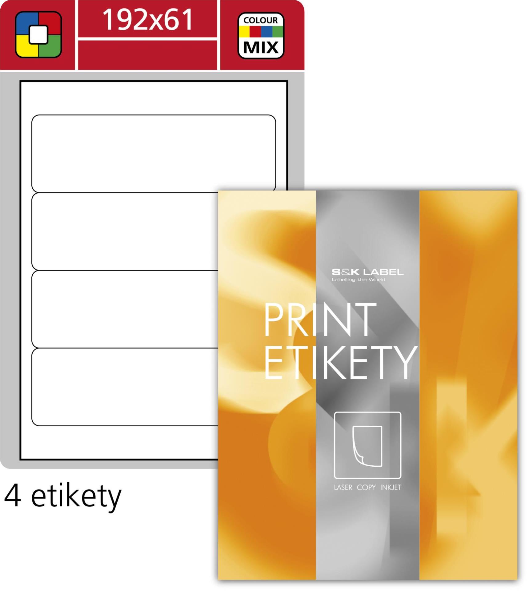 Samolepicí etikety na pořadače SK Label - mix barev, 192 x 61 mm, 400 ks
