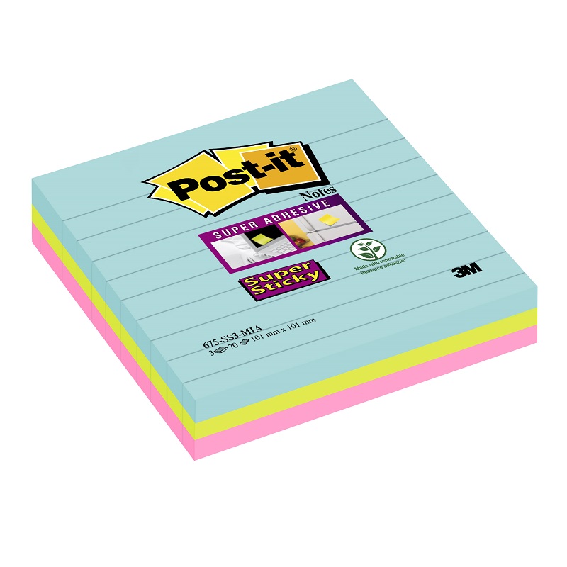 Bločky Post-it Super Sticky Miami 101,0 x 101,0 mm