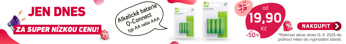 JEN DNES - Alkalické baterie Q-Connect UŽ od 19,90 Kč