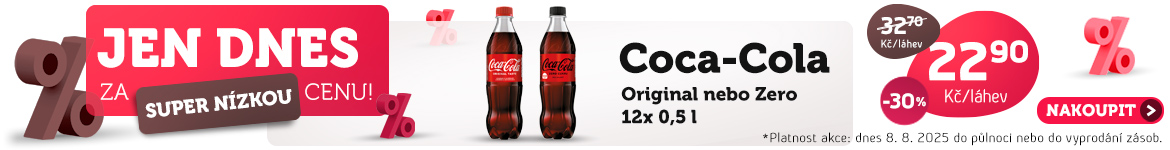 Jen dnes: Coca-Cola Original nebo Zero pouze za 22,90 Kč/ láhev